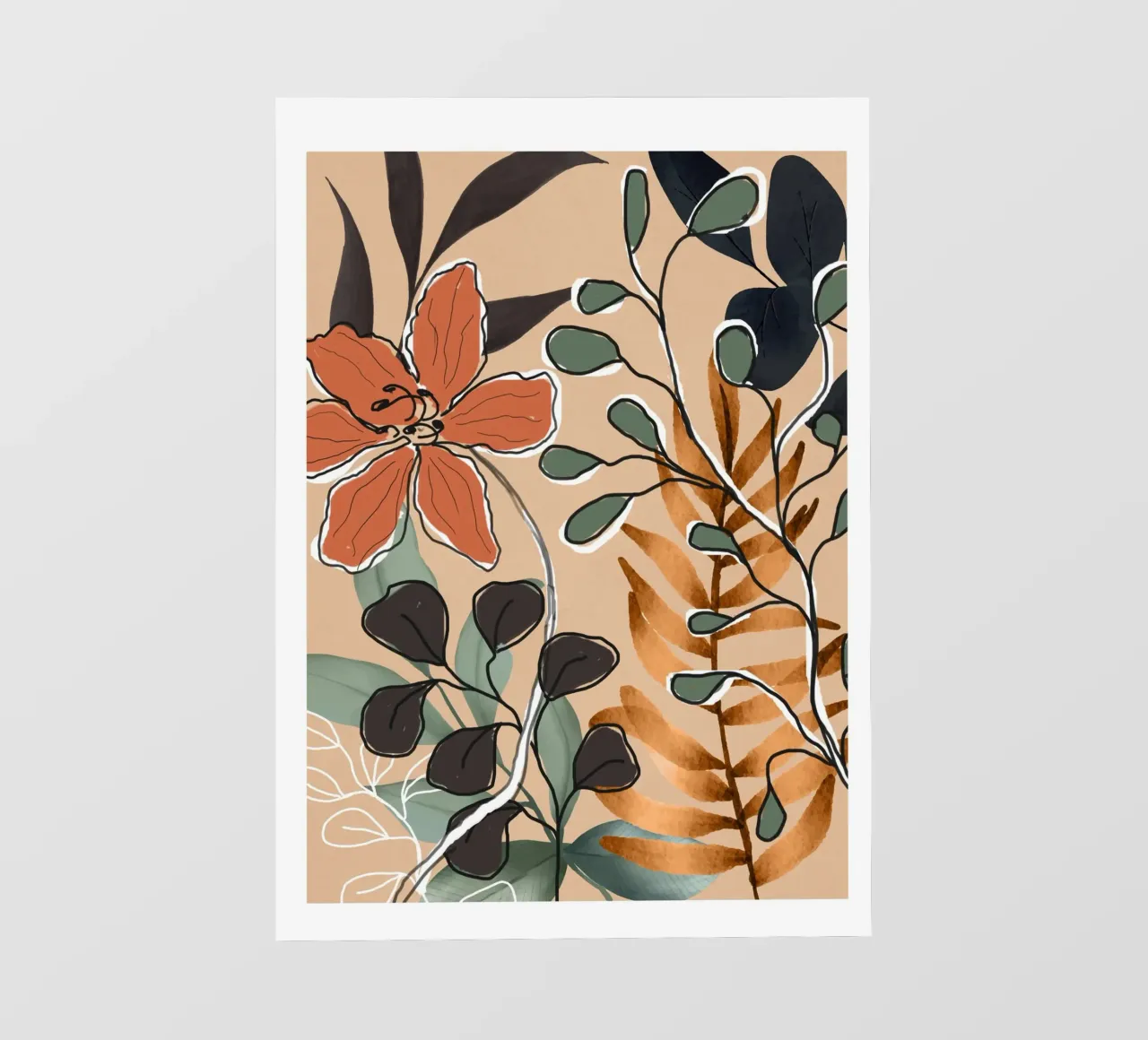 Elegant Botanical Line Art 1 telo in pvc da Nadjaa