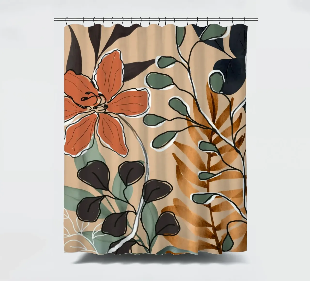 Elegant Botanical Line Art 1 tenda da doccia da Nadjaa