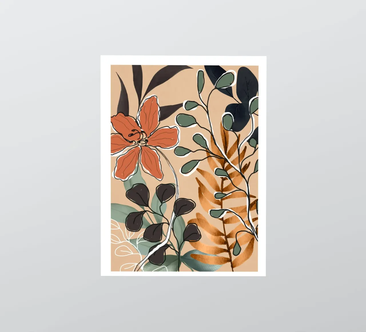 Elegant Botanical Line Art 1 adesivo da Nadjaa