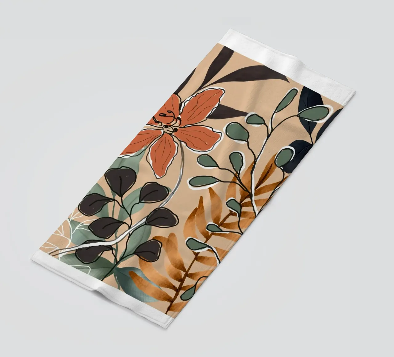 Elegant Botanical Line Art 1 telo mare da Nadjaa