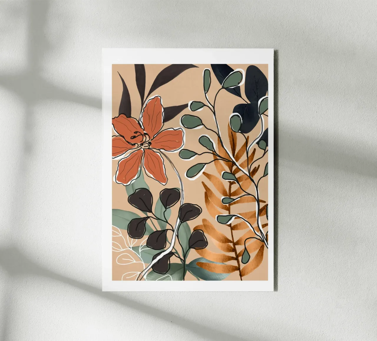 Elegant Botanical Line Art 1 alluminio dibond da Nadjaa