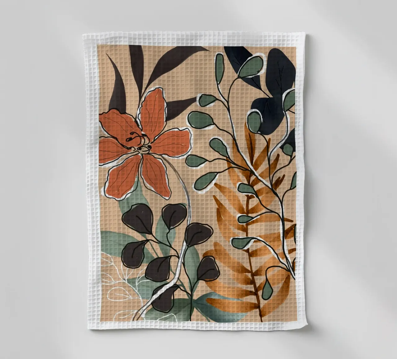 Elegant Botanical Line Art 1 canovaccio da cucina da Nadjaa