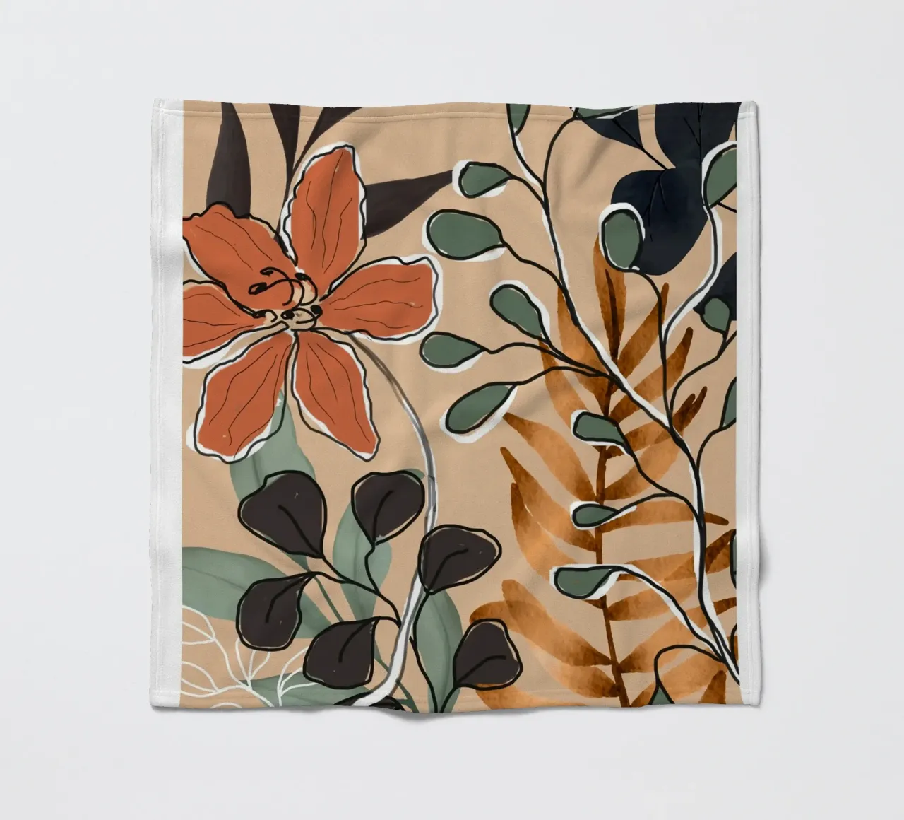 Elegant Botanical Line Art 1 coperta in pile da Nadjaa