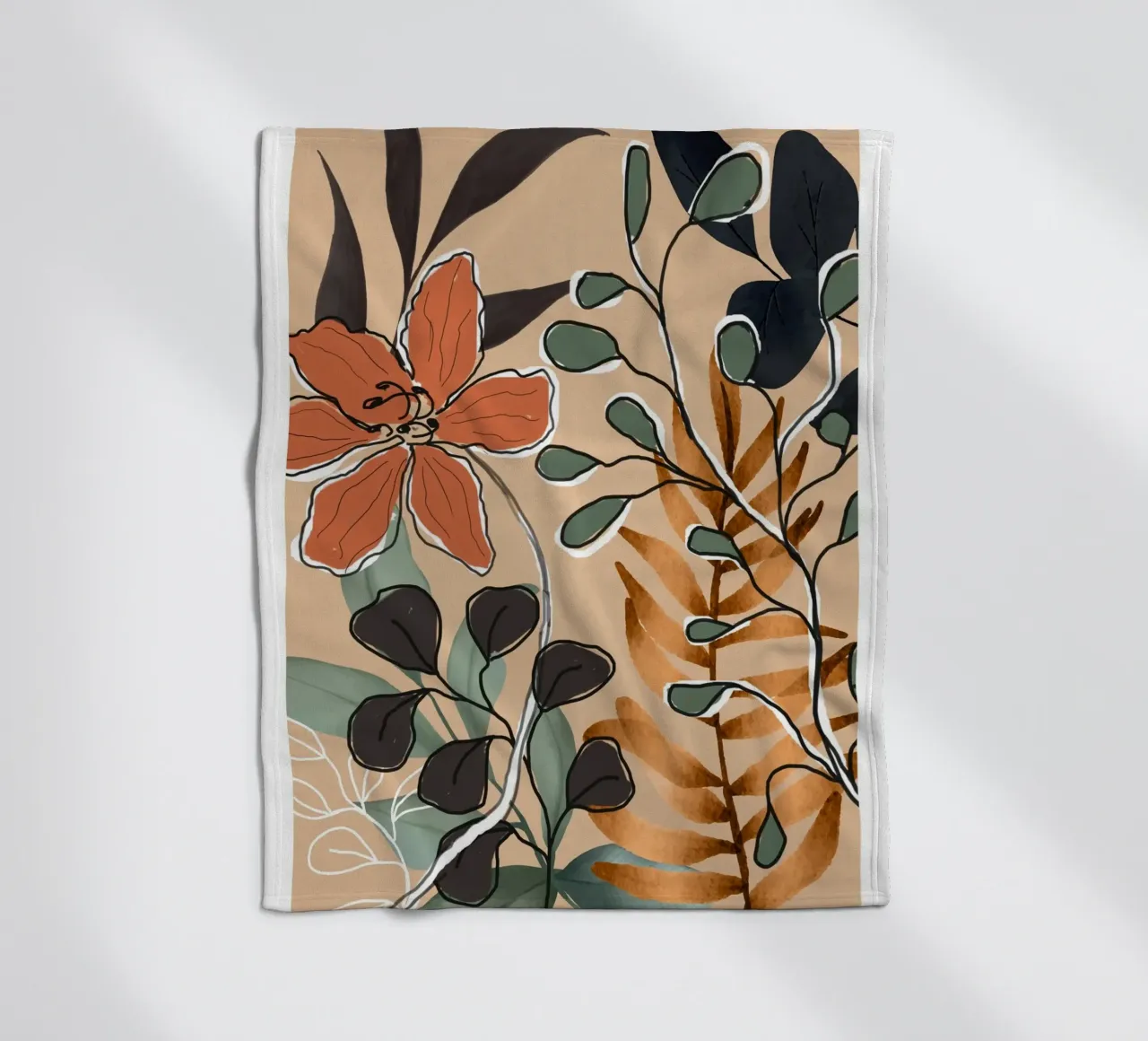 Elegant Botanical Line Art 1 coperta in pile da Nadjaa