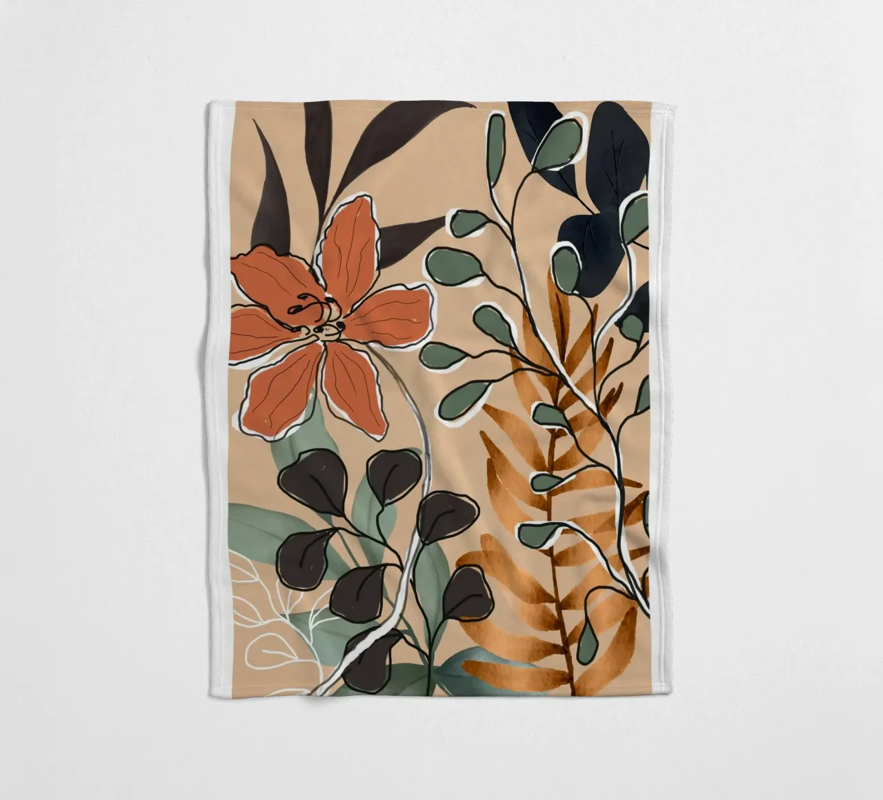 Elegant Botanical Line Art 1 coperta in pile da Nadjaa