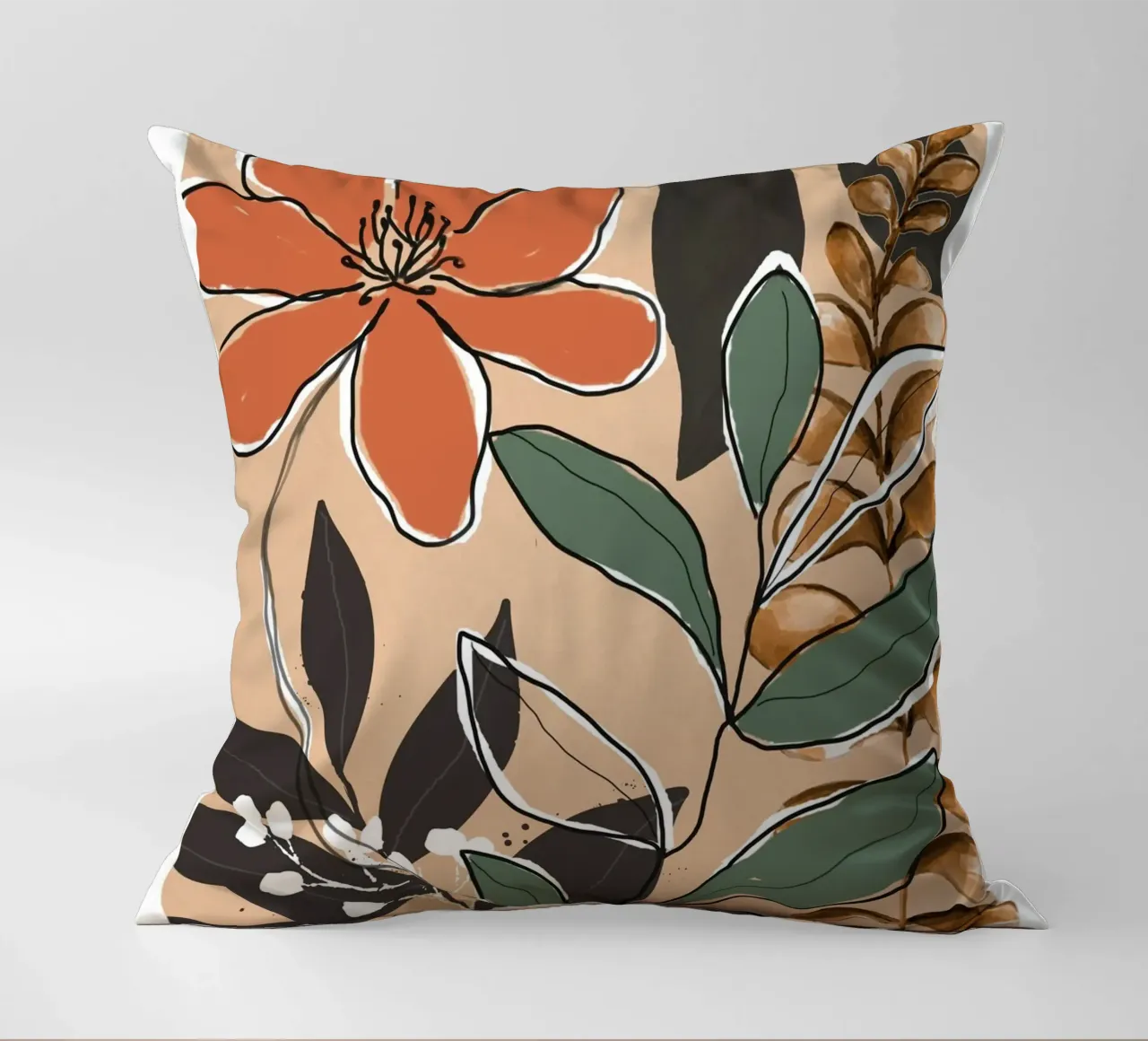 Elegant Botanical Line Art 2 cuscino da Nadjaa