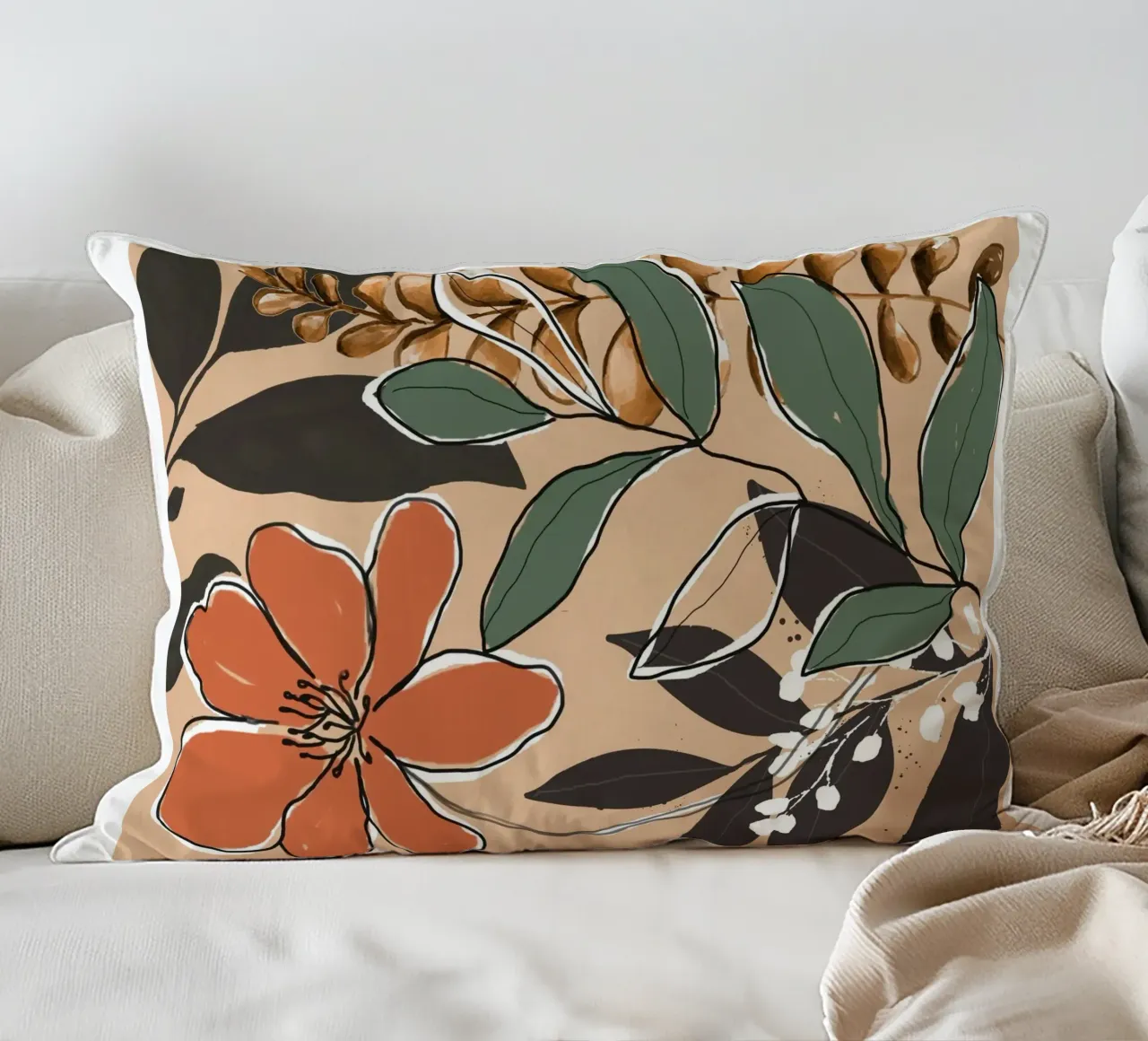 Elegant Botanical Line Art 2 cuscino da Nadjaa