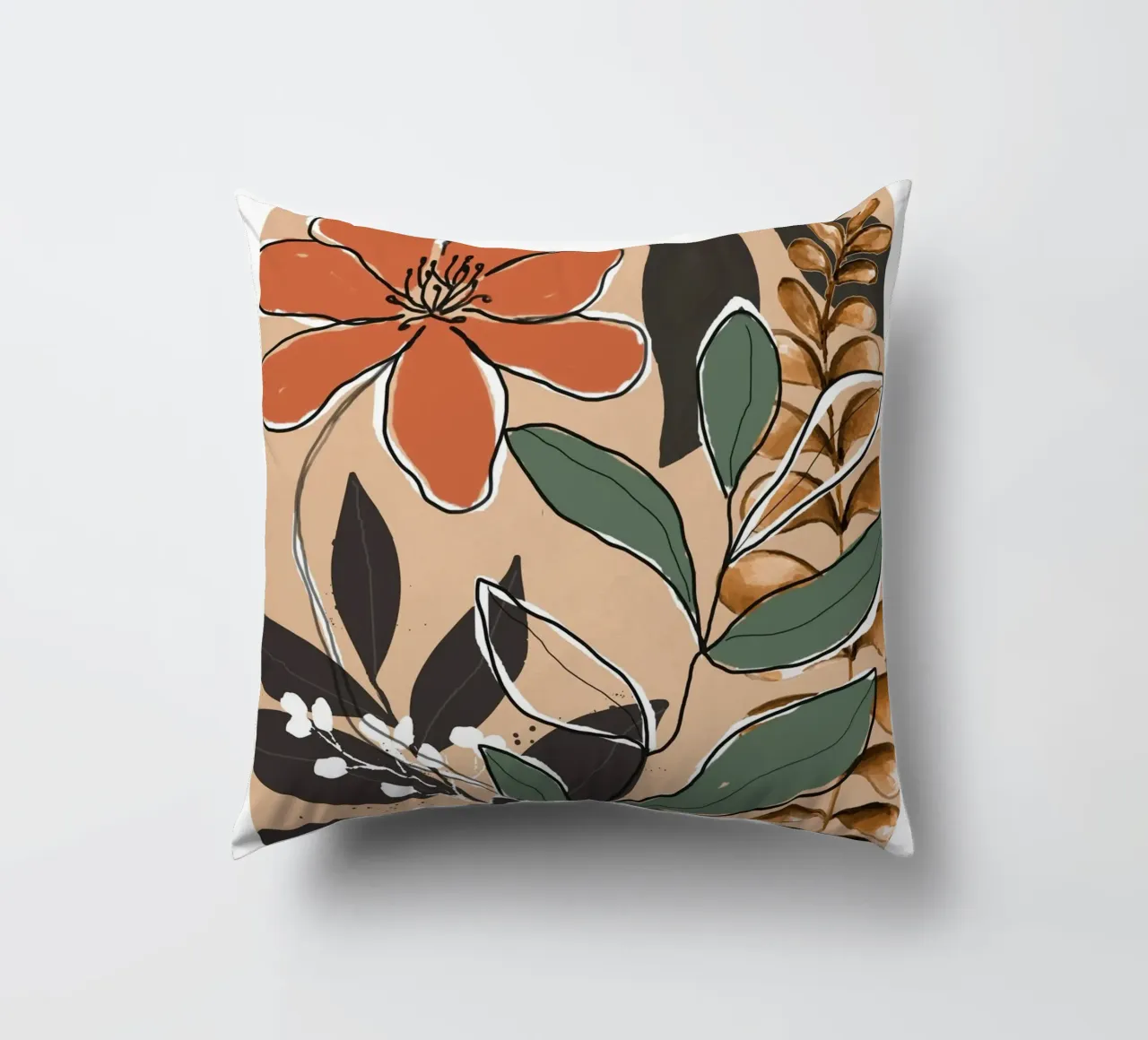 Elegant Botanical Line Art 2 cuscino da Nadjaa