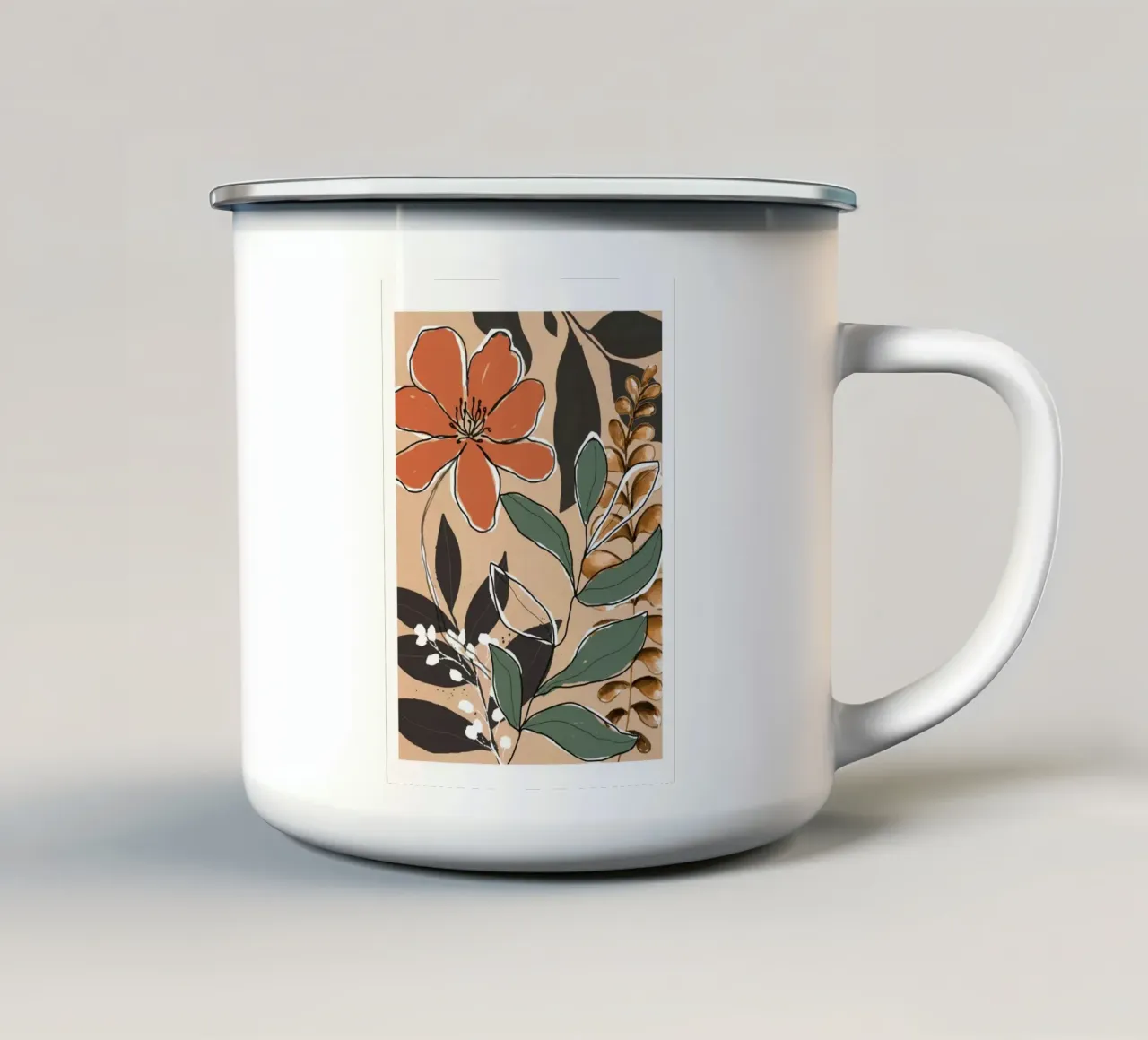 Elegant Botanical Line Art 2 tazza in smalto da Nadjaa