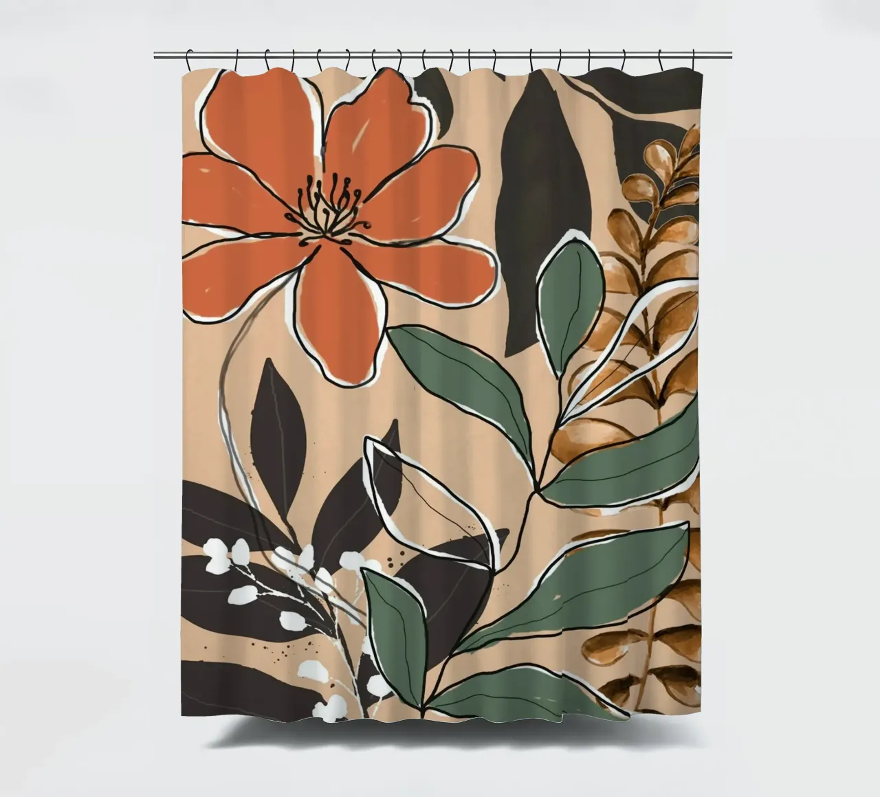 Elegant Botanical Line Art 2 tenda da doccia da Nadjaa