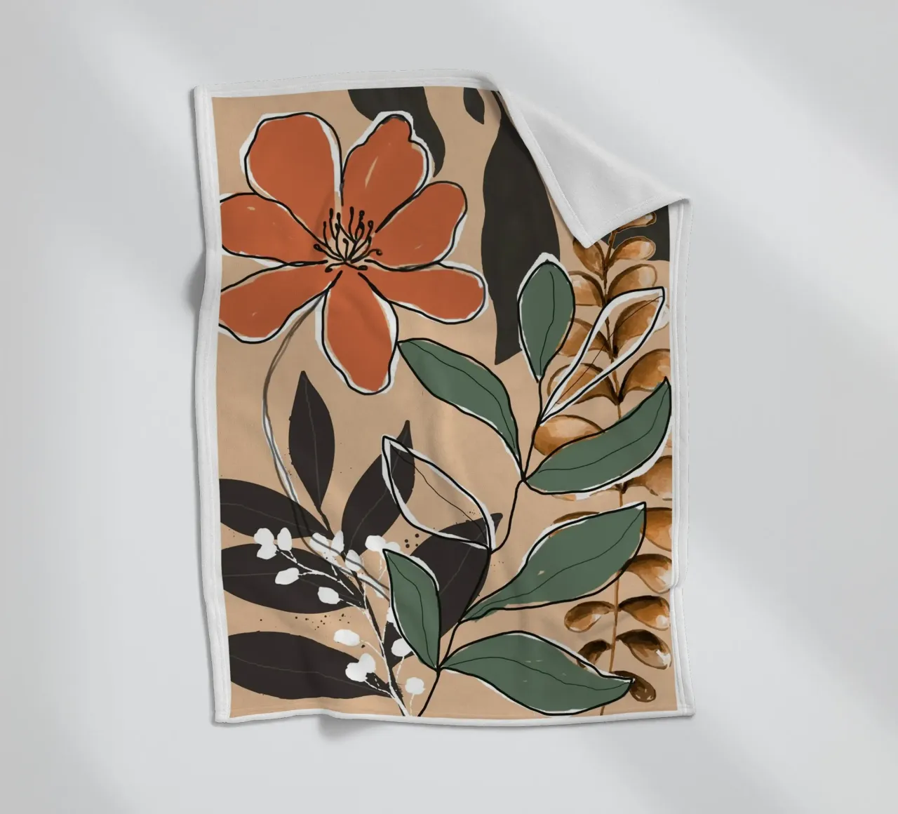 Elegant Botanical Line Art 2 coperta in pile da Nadjaa