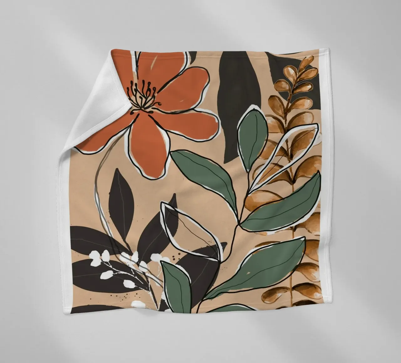 Elegant Botanical Line Art 2 coperta in pile da Nadjaa