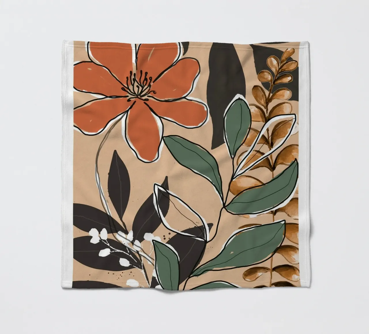 Elegant Botanical Line Art 2 coperta in pile da Nadjaa