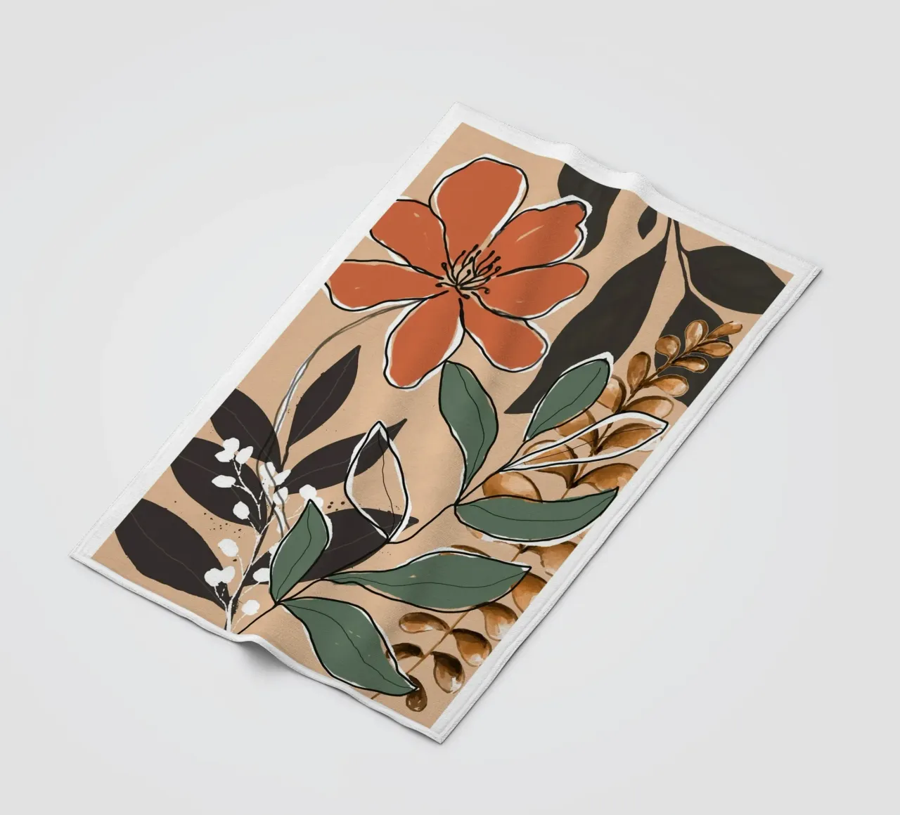 Elegant Botanical Line Art 2 coperta in pile da Nadjaa