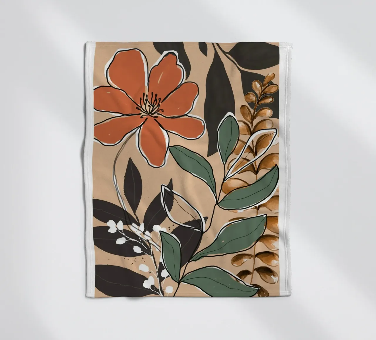 Elegant Botanical Line Art 2 coperta in pile da Nadjaa