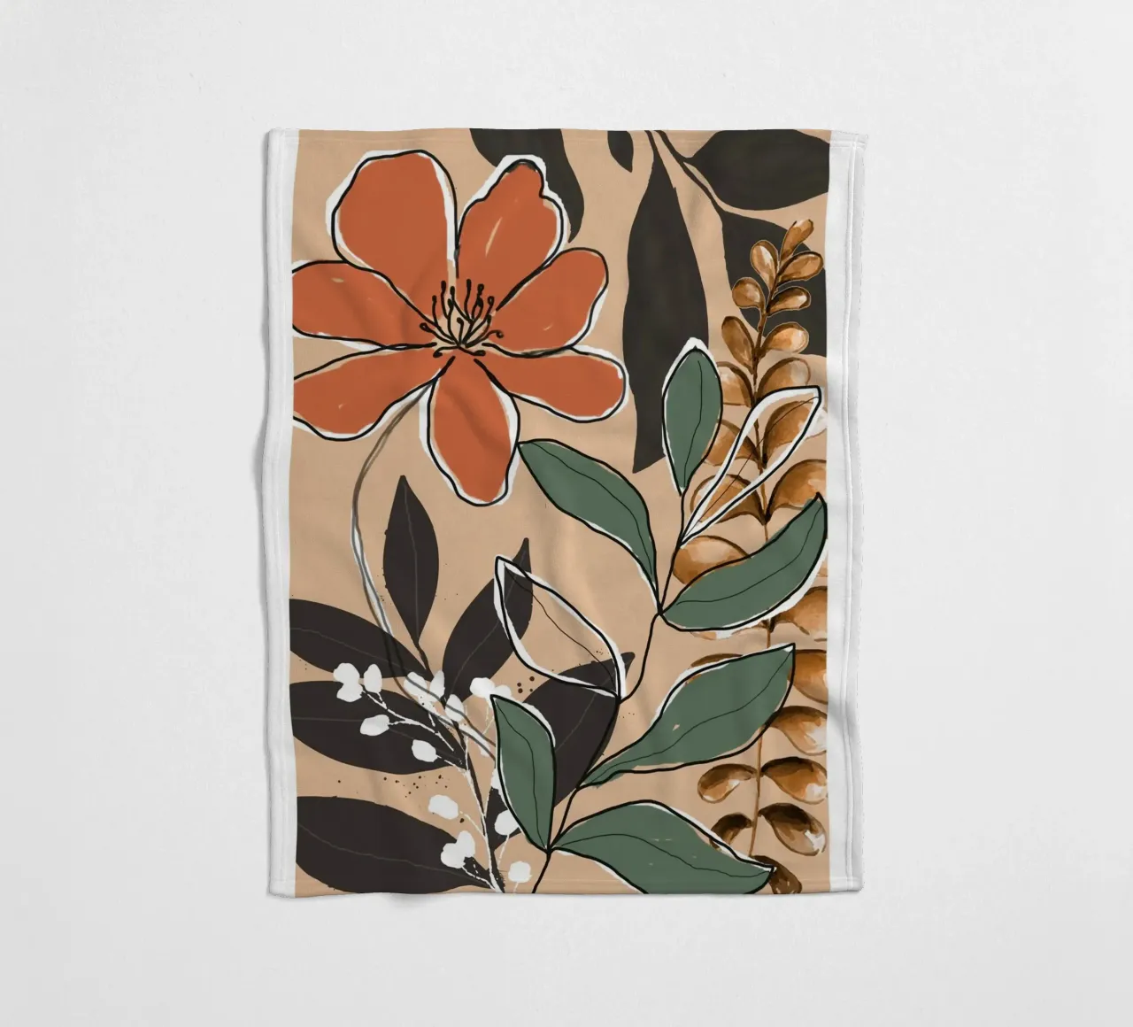 Elegant Botanical Line Art 2 coperta in pile da Nadjaa