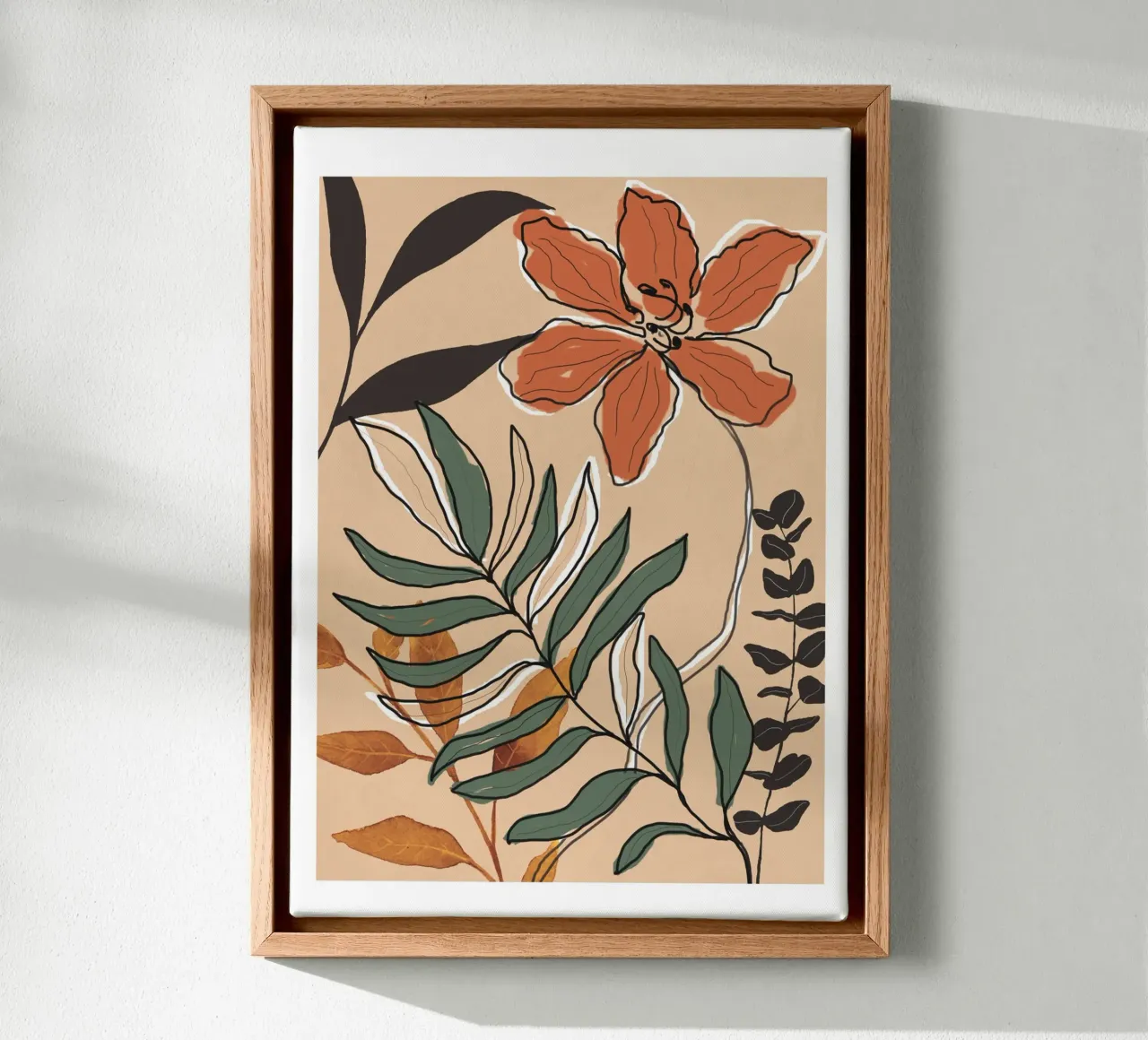 Elegant Botanical Line Art 2 tela con Cornice a cassetta da Nadjaa