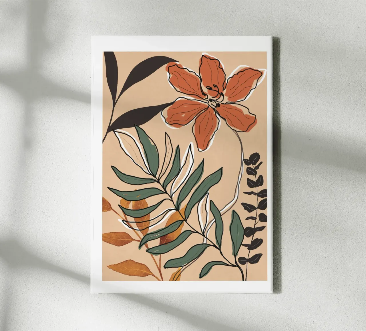 Elegant Botanical Line Art 2 tela con Cornice a cassetta da Nadjaa
