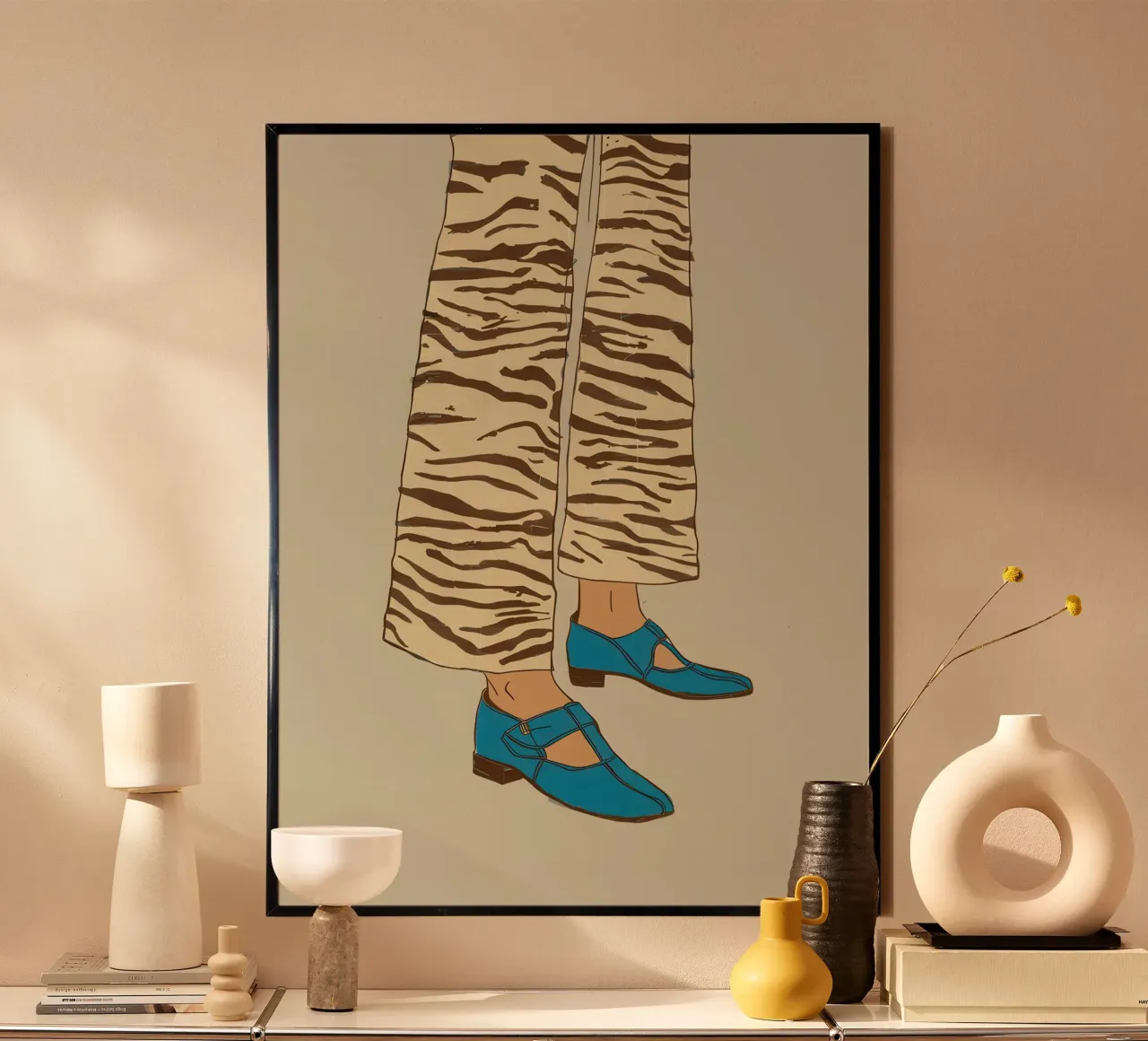Scarpe a strisce zebrate poster con telaio in plastica da Lune Dreams