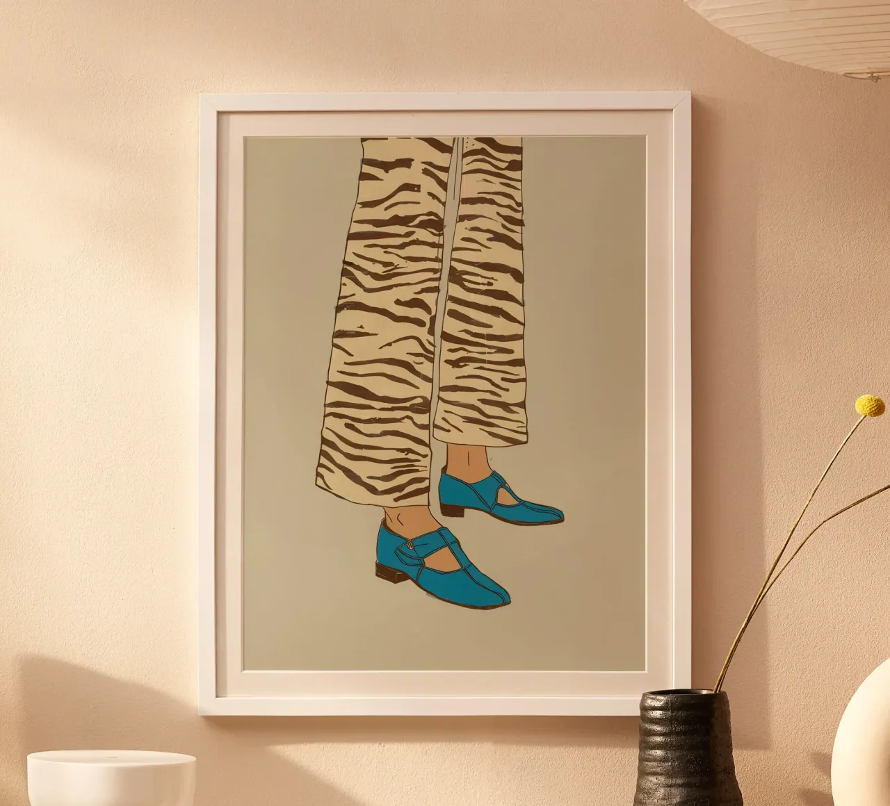 Scarpe a strisce zebrate poster con telaio in plastica da Lune Dreams