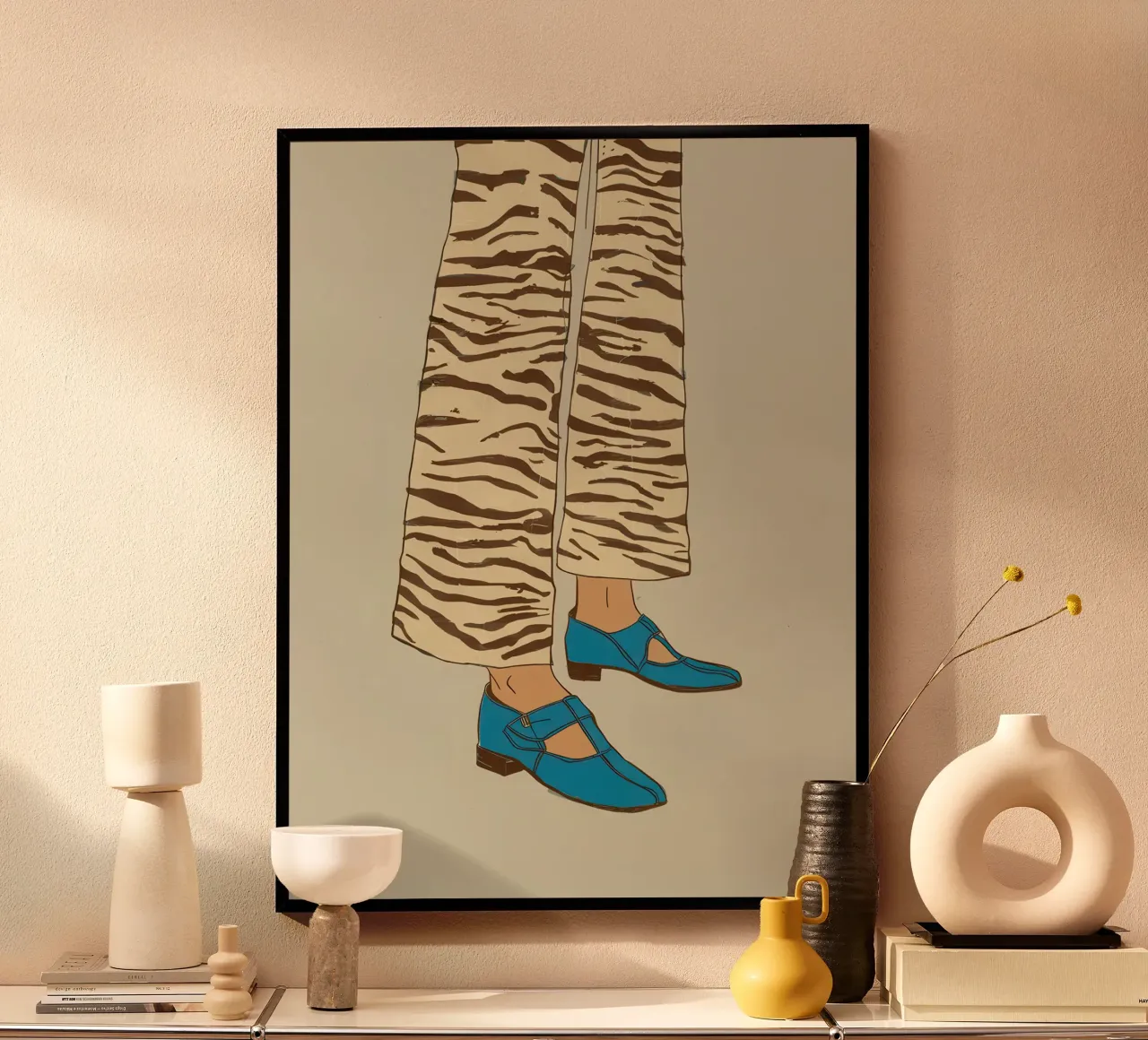 Scarpe a strisce zebrate poster con telaio in plastica da Lune Dreams