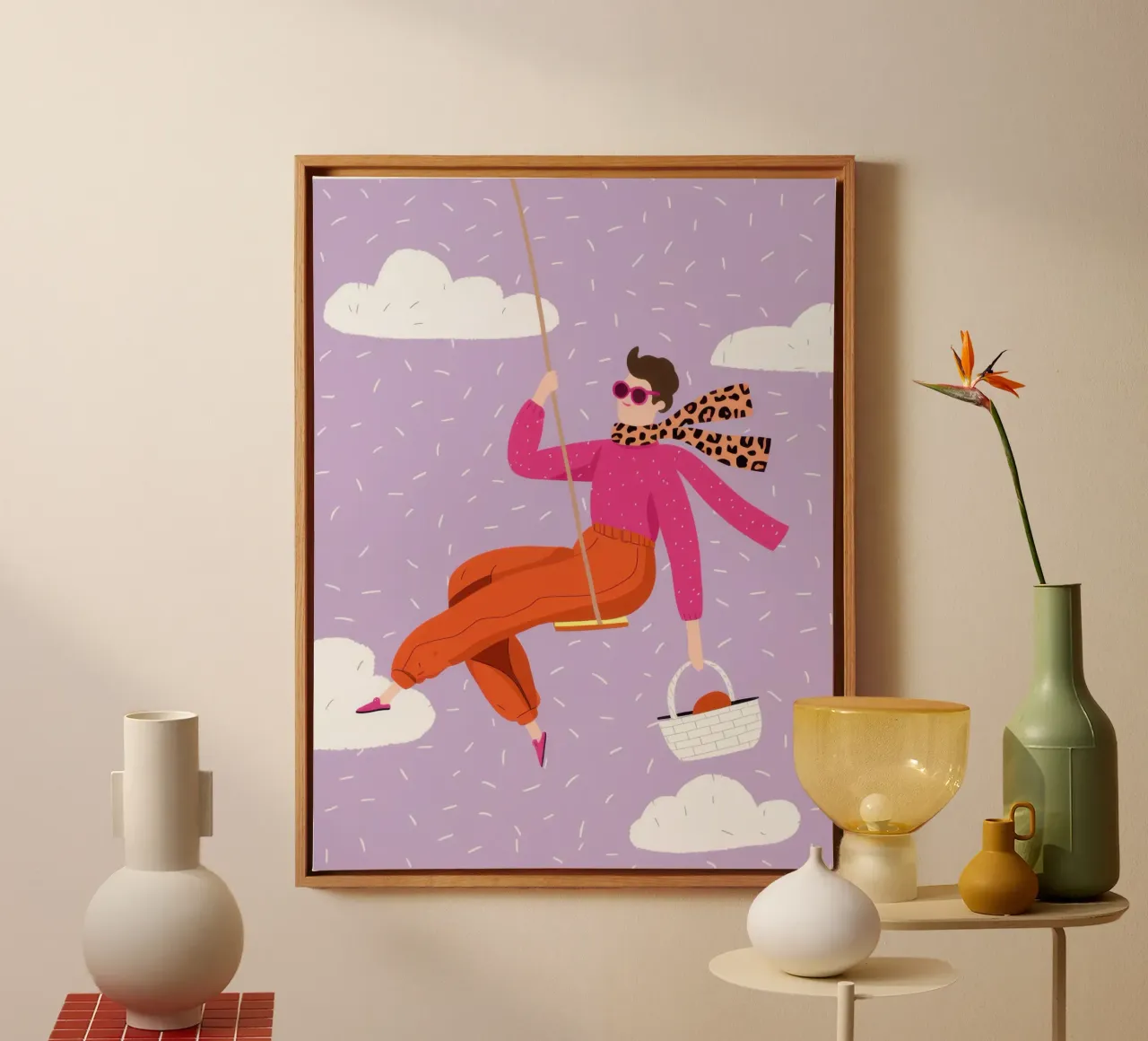 Hemelse Schommel Vrijheid canvas met Baklijst van Mossy Pigment