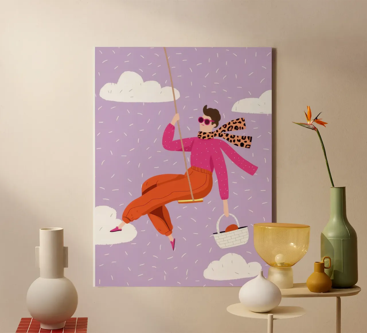 Hemelse Schommel Vrijheid canvas met Baklijst van Mossy Pigment