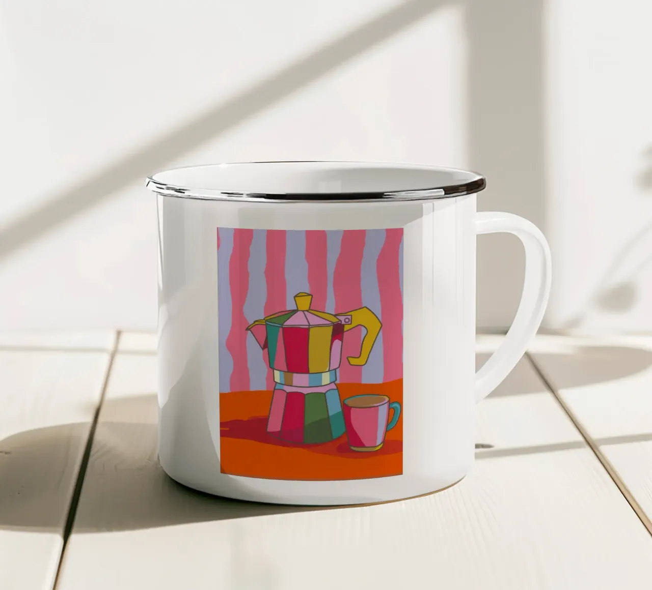Momento Moka a righe tazza in smalto da Mossy Pigment