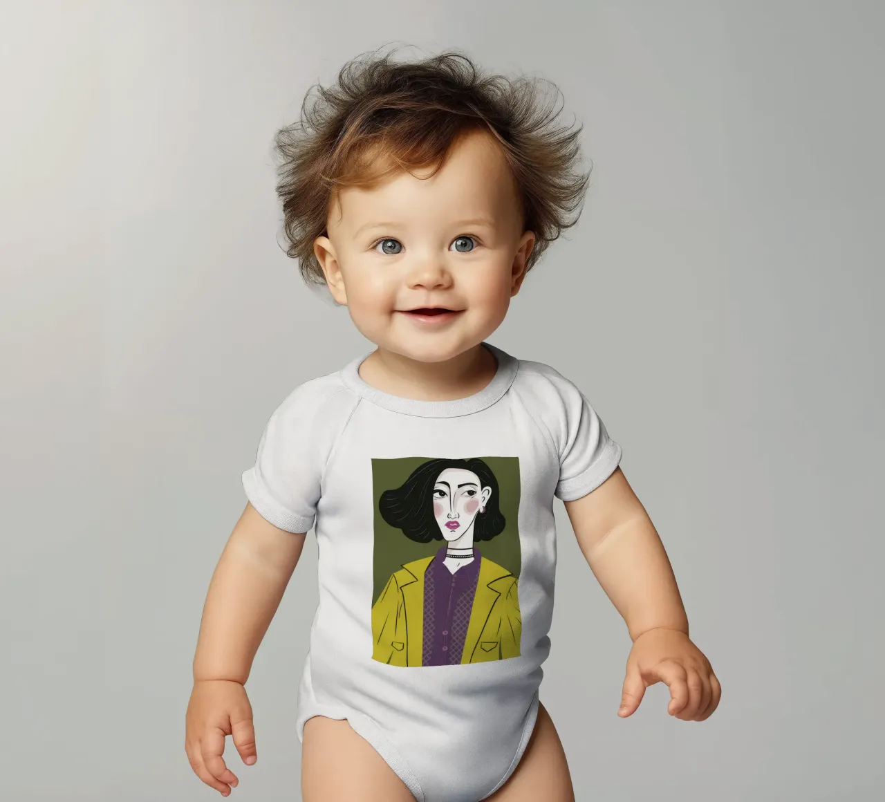 Sguardo chic color chartreuse body neonato maniche corte da Mossy Pigment