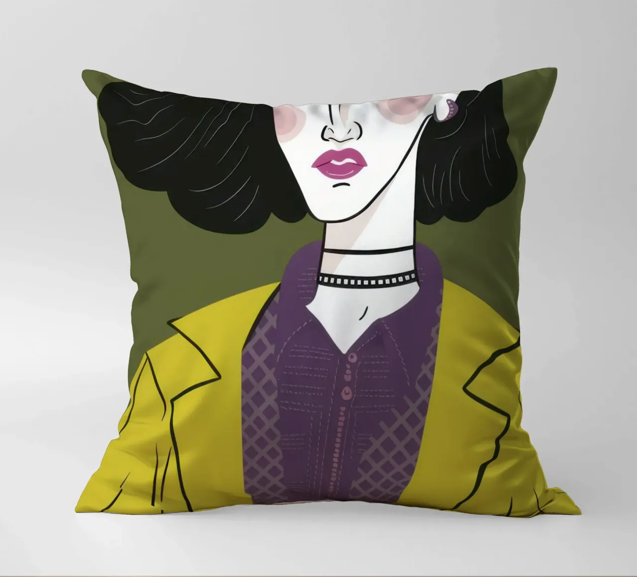 Sguardo chic color chartreuse cuscino da Mossy Pigment