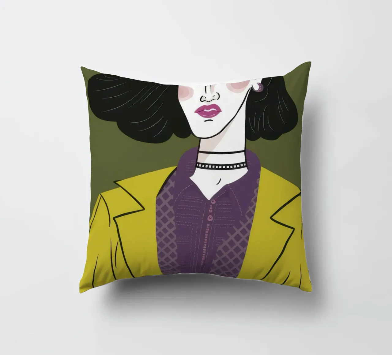 Sguardo chic color chartreuse cuscino da Mossy Pigment