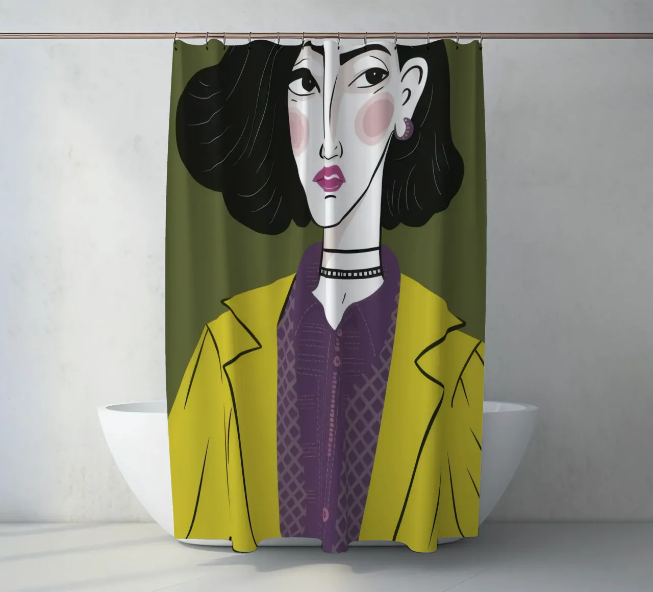 Sguardo chic color chartreuse tenda da doccia da Mossy Pigment