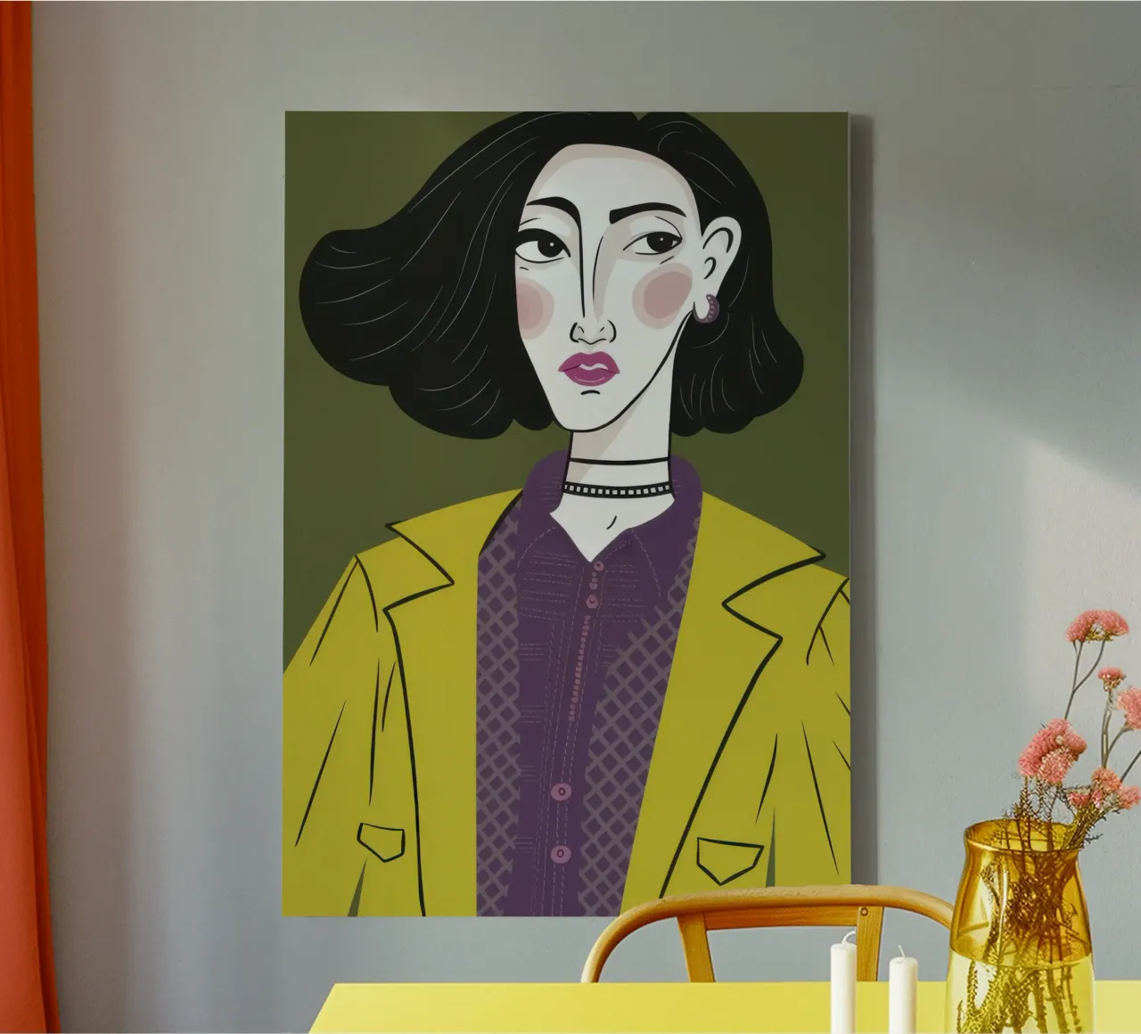 Sguardo chic color chartreuse tela con Cornice a cassetta da Mossy Pigment