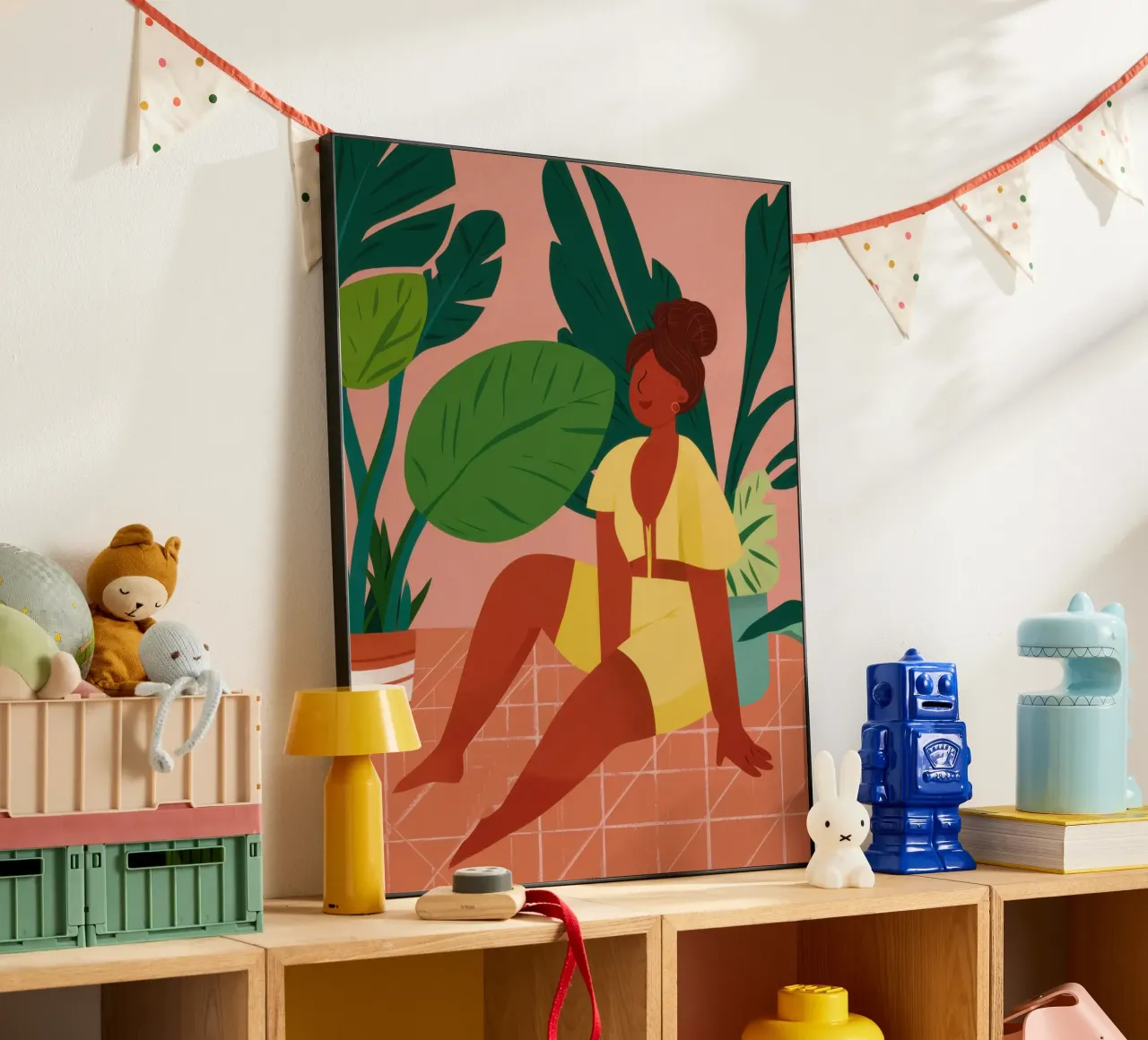 Yellow Top Plant Lady alu-dibond by Lune Dreams