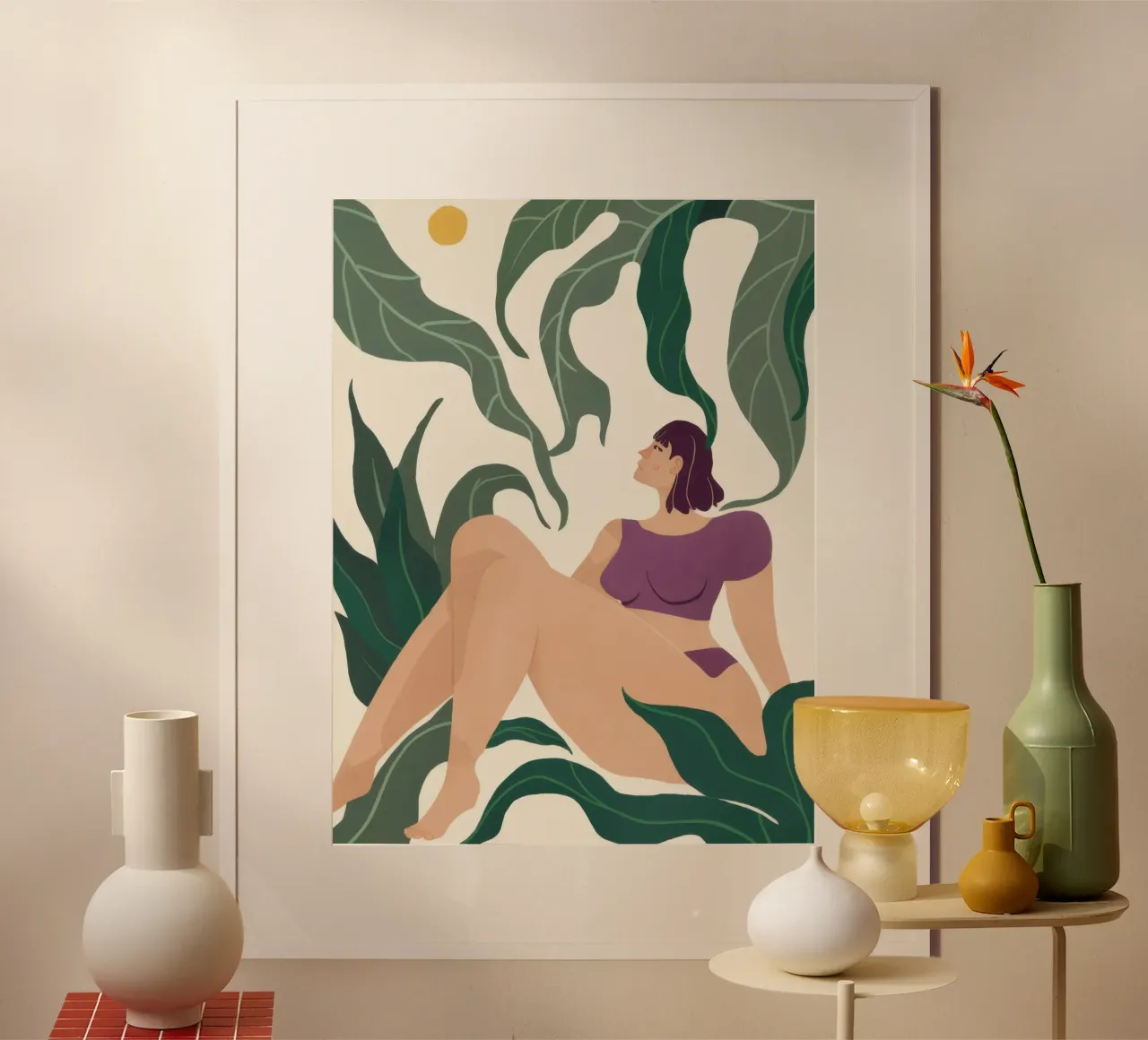 Salone della Foglia Verdeggiante poster con telaio in plastica da Lune Dreams