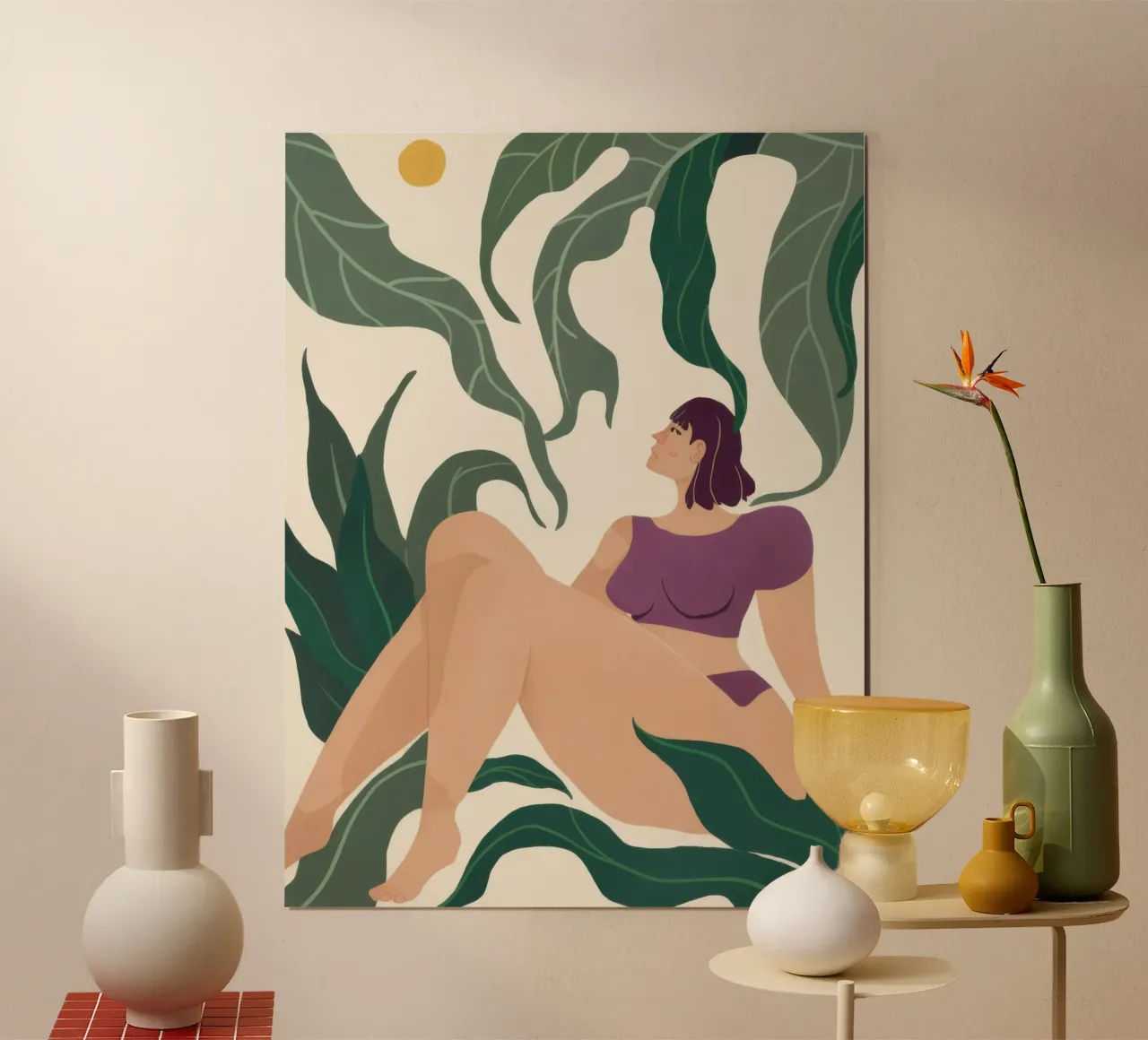 Salone della Foglia Verdeggiante poster con telaio in plastica da Lune Dreams