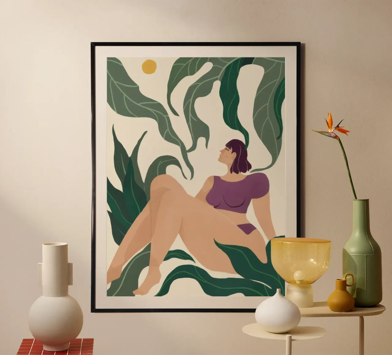 Salone della Foglia Verdeggiante poster con telaio in plastica da Lune Dreams