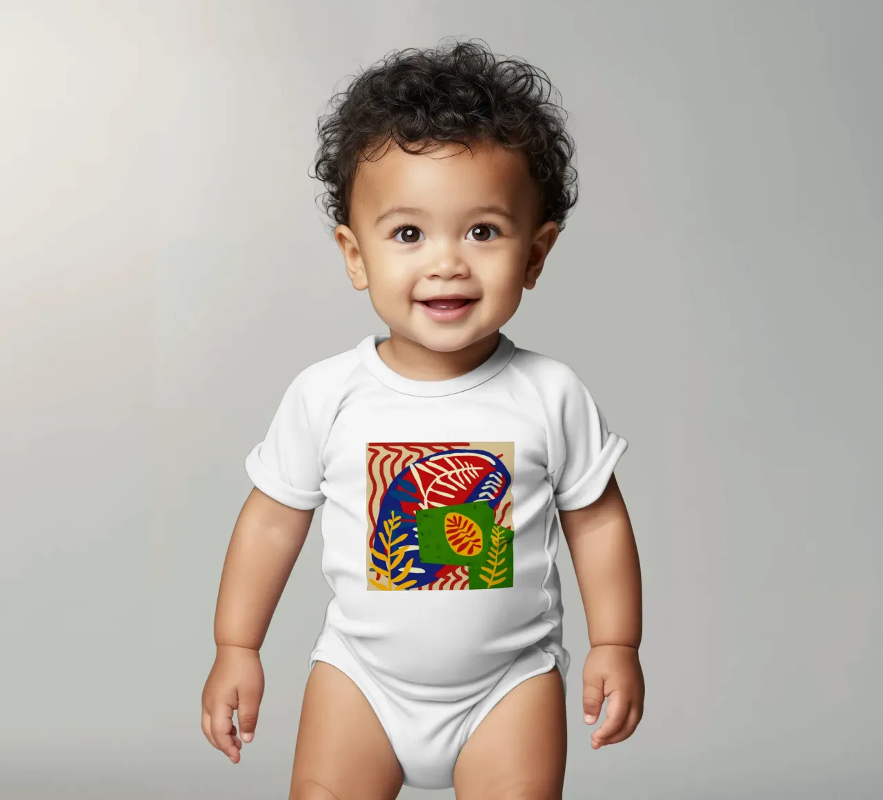 Zebra Stripe Foliage short-sleeve baby romper by Arcane Lines