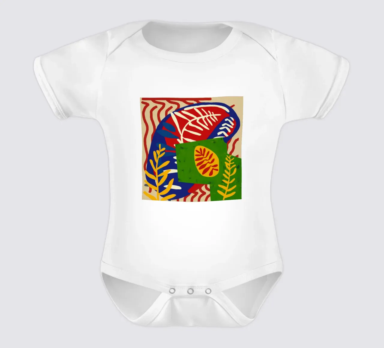 Zebra Stripe Foliage short-sleeve baby romper by Arcane Lines