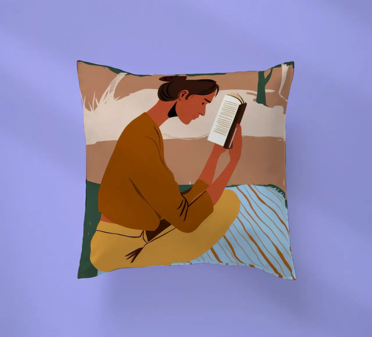Timeless Page Turner decorative cushion by Mossy Pigment