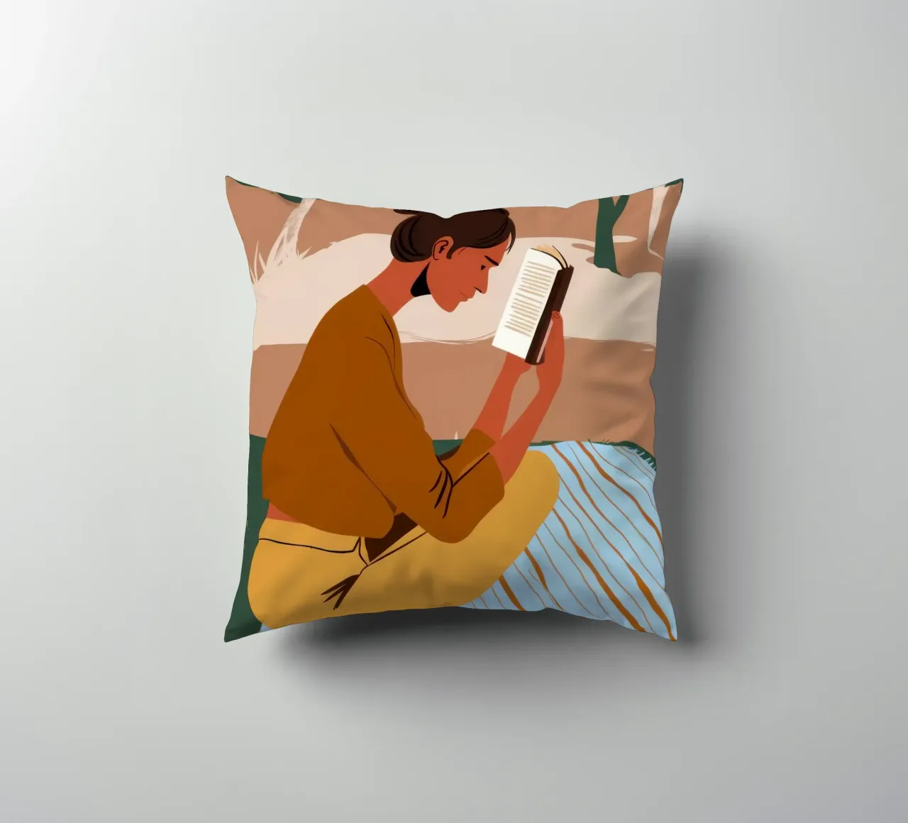 Timeless Page Turner decorative cushion by Mossy Pigment