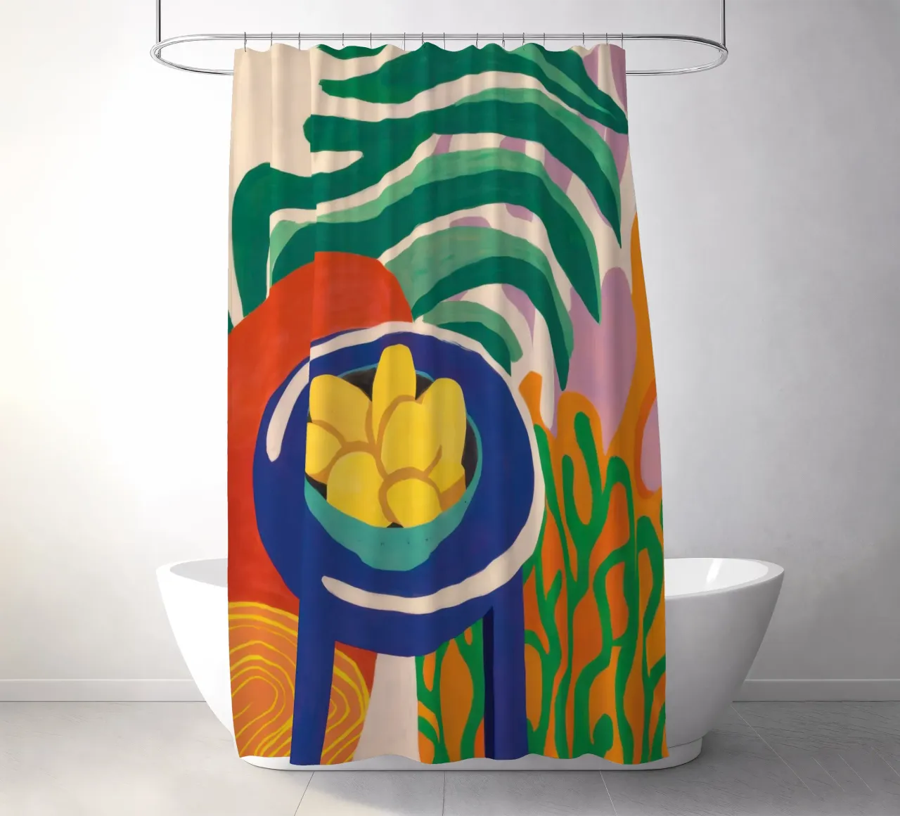 Pastellfarbene Zitrone Repose Duschvorhang von Arcane Lines