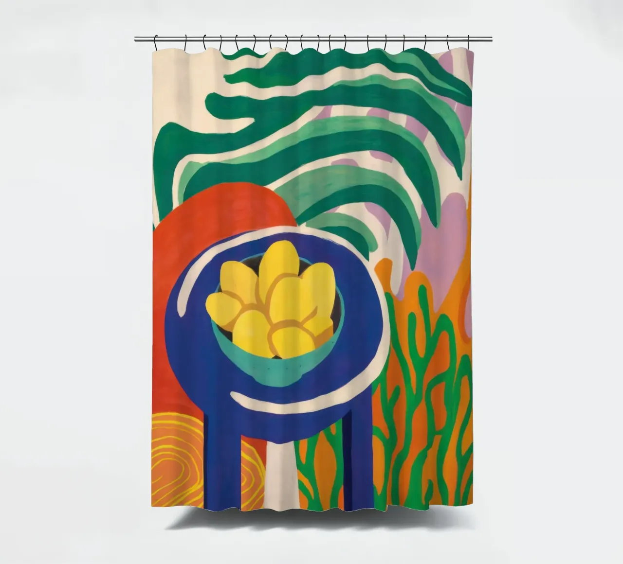 Pastellfarbene Zitrone Repose Duschvorhang von Arcane Lines