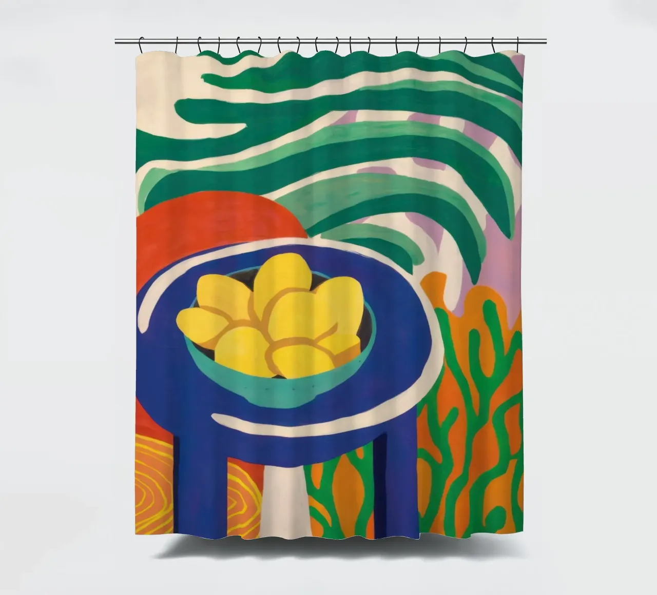 Pastellfarbene Zitrone Repose Duschvorhang von Arcane Lines