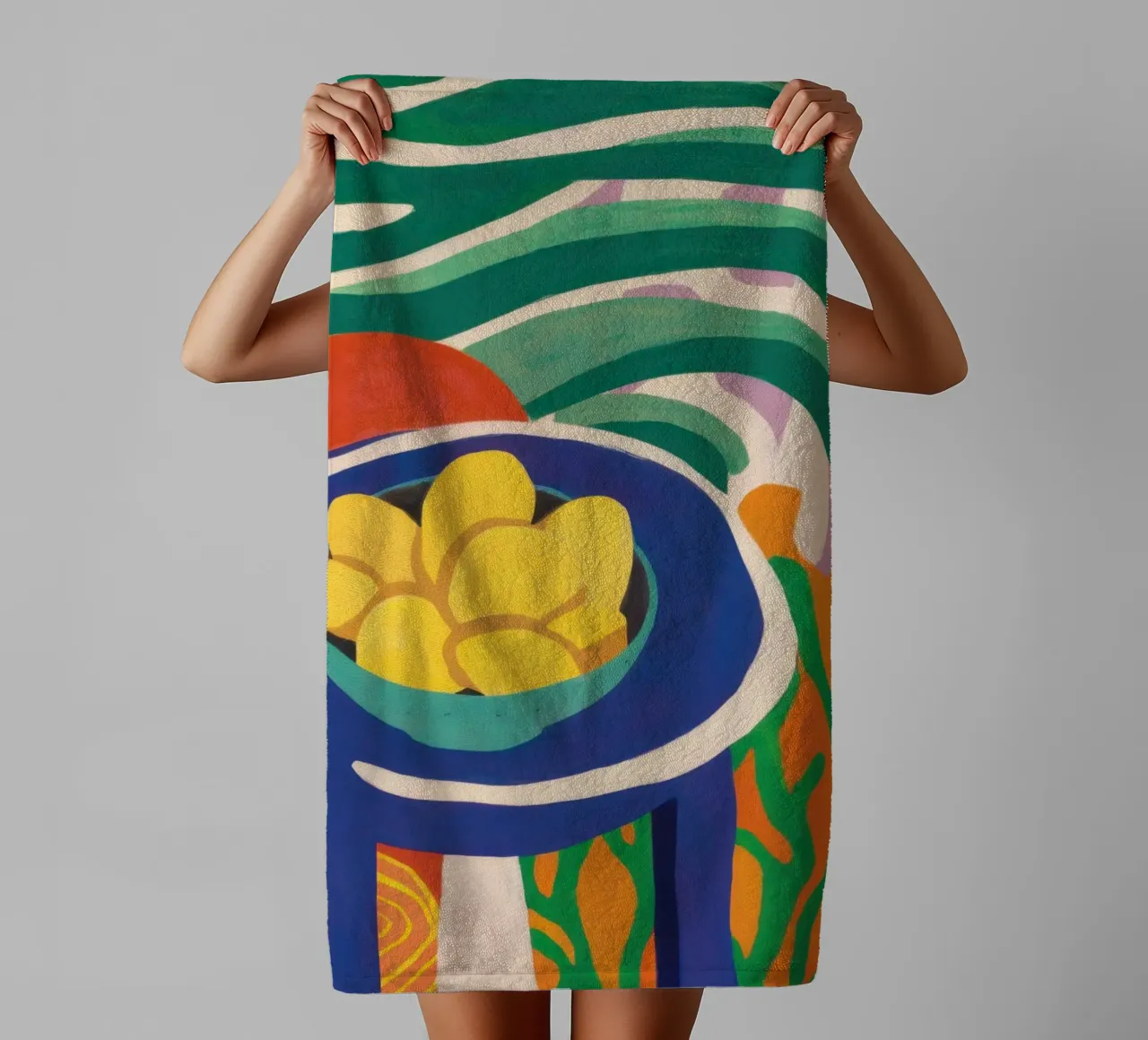 Pastellfarbene Zitrone Repose Handtuch von Arcane Lines