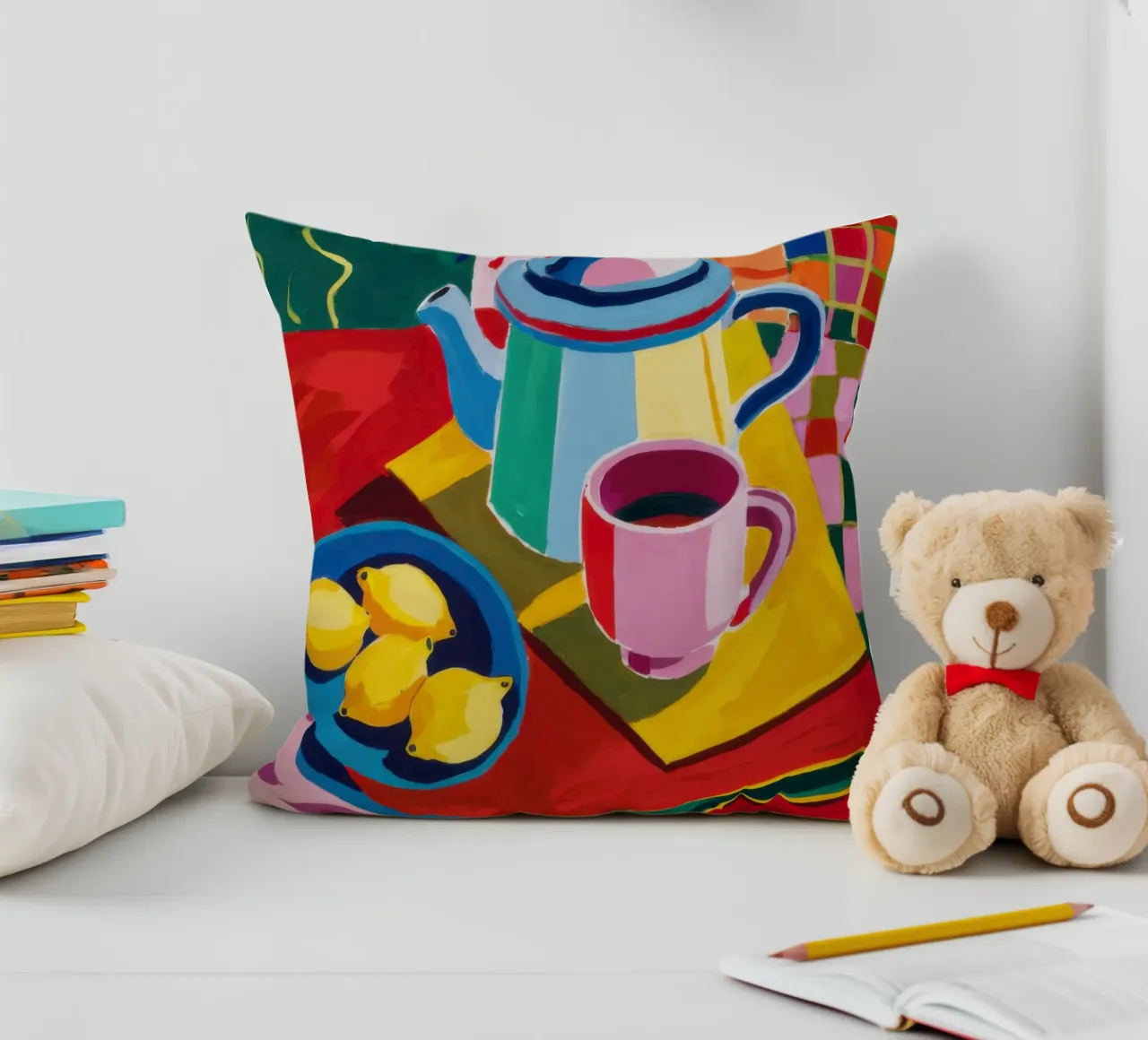 Checkered Tea Ceremony decorative cushion by Arcane Lines