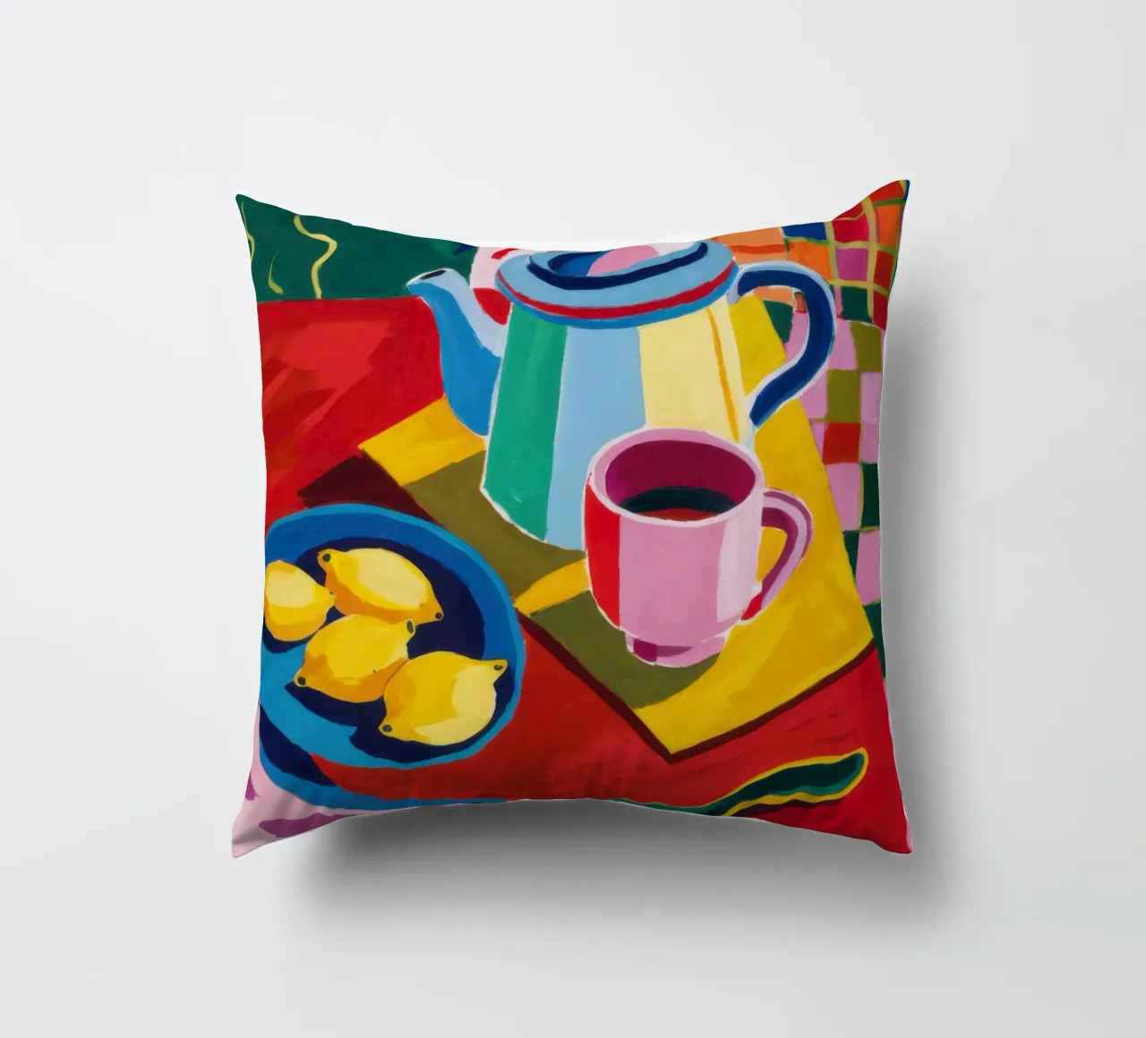 Checkered Tea Ceremony decorative cushion by Arcane Lines