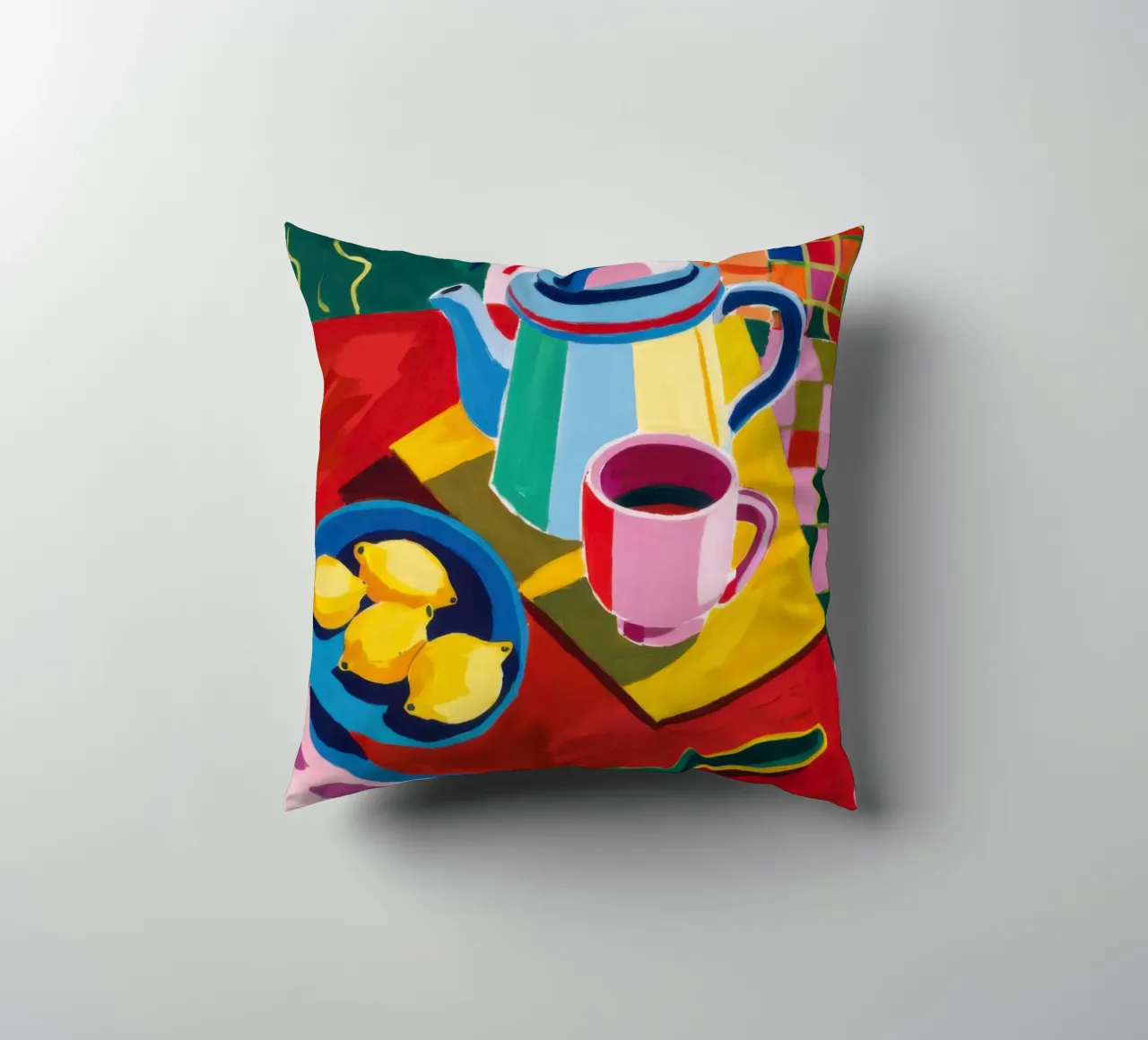 Checkered Tea Ceremony decorative cushion by Arcane Lines