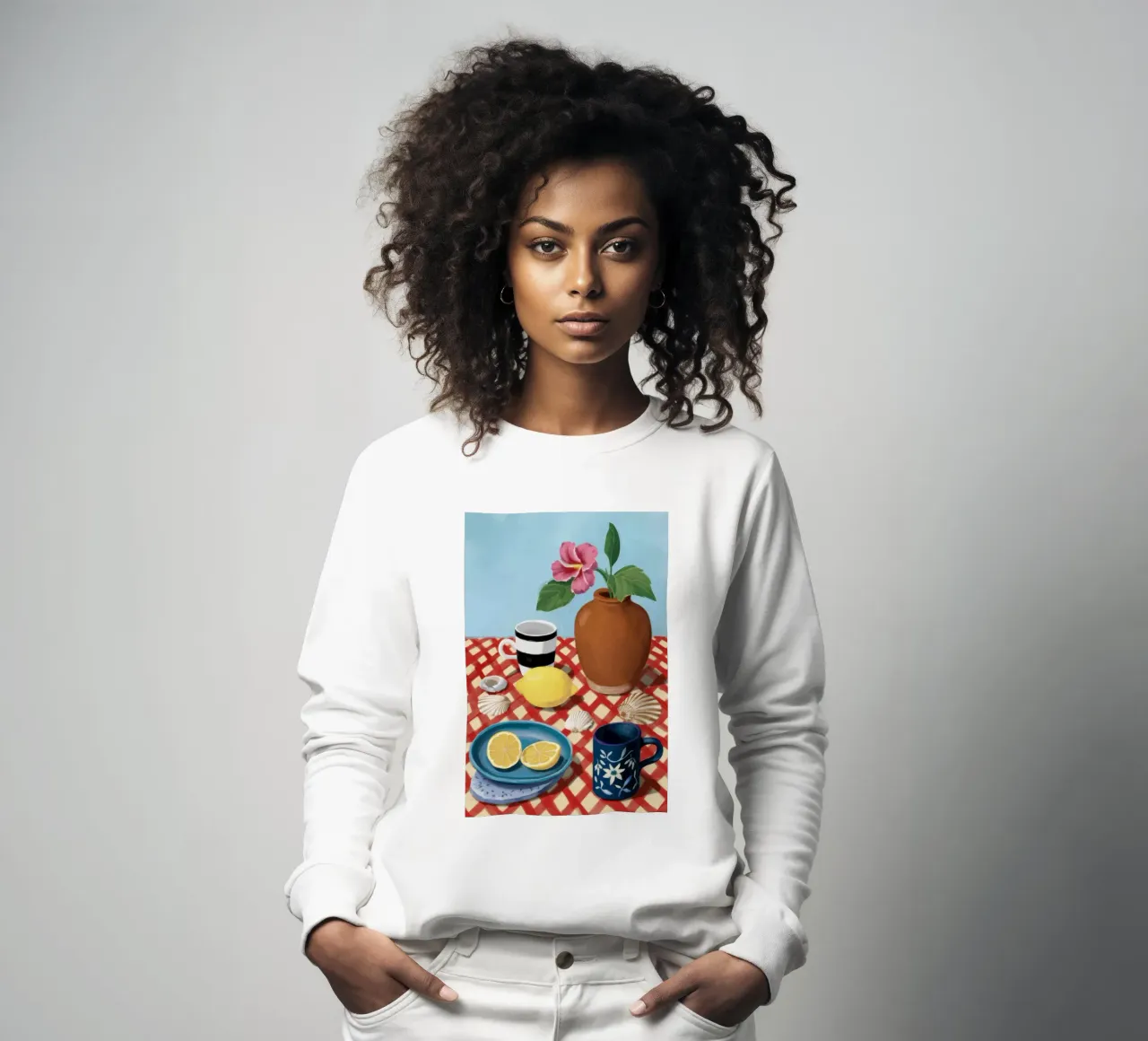 Checkered Rose Stillness sweatshirt by Arcane Lines