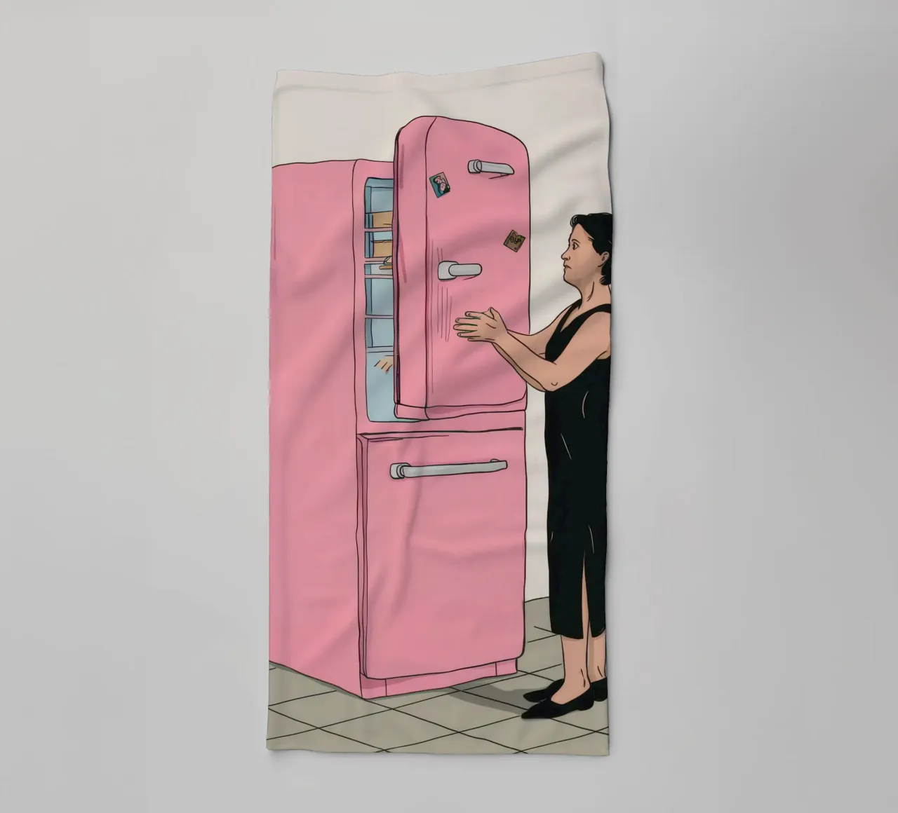 Frigorifero rosa retrò asciugamano da bagno da Mossy Pigment